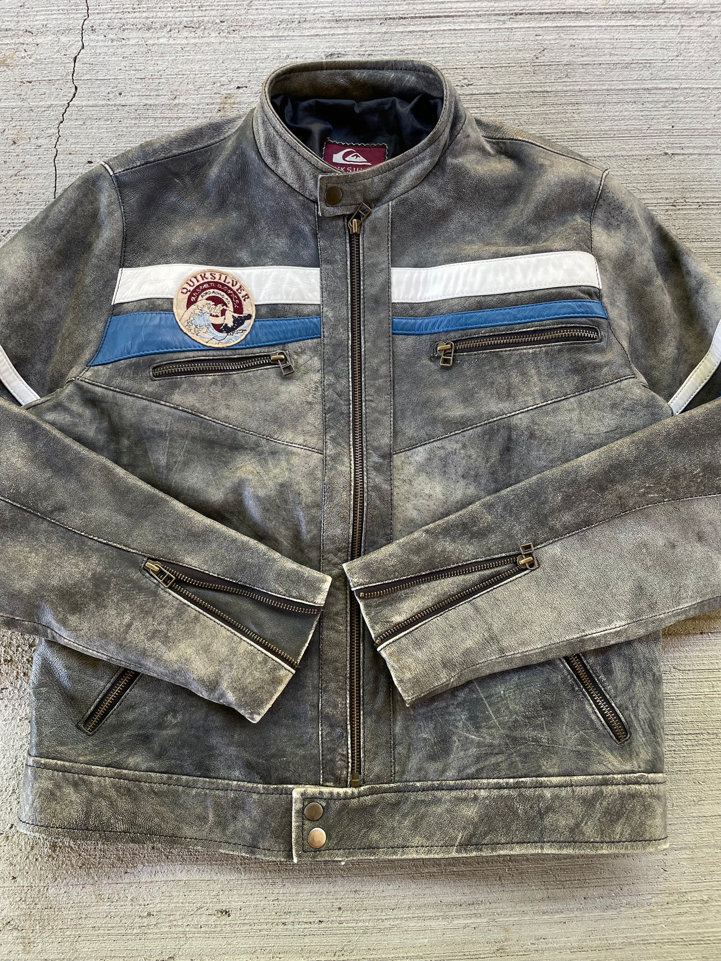 Y2K Quiksilver Leather Moto Jacket