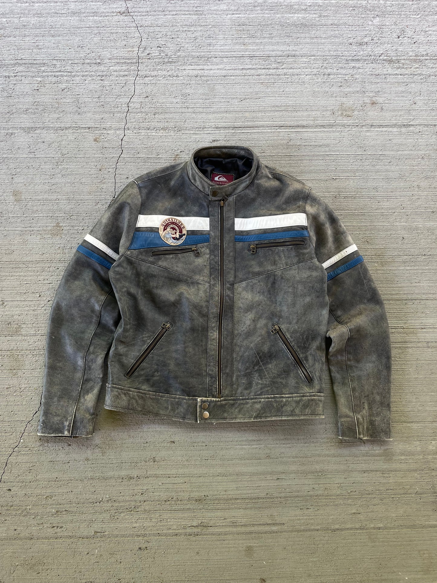 Y2K Quiksilver Leather Moto Jacket