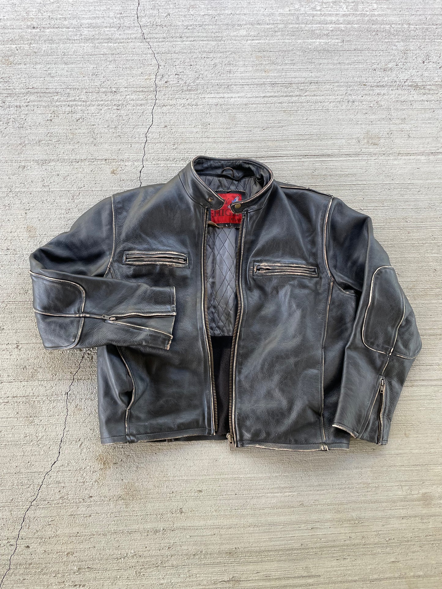 Vintage Fly High Leather Biker Jacket