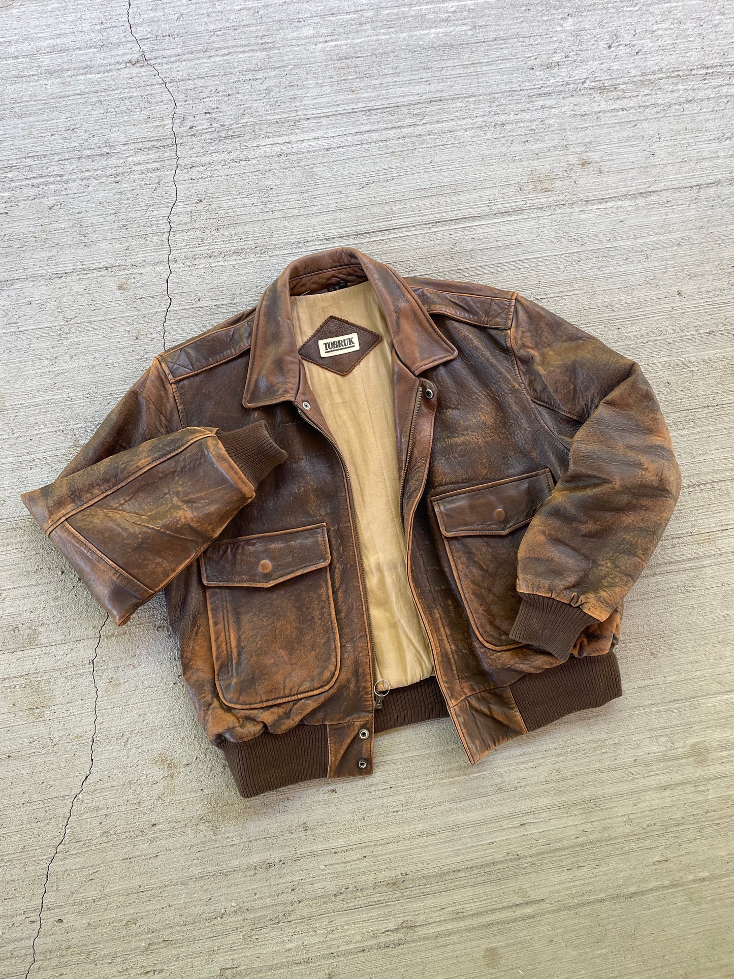 Vintage Tobruk Leather Bomber Jacket