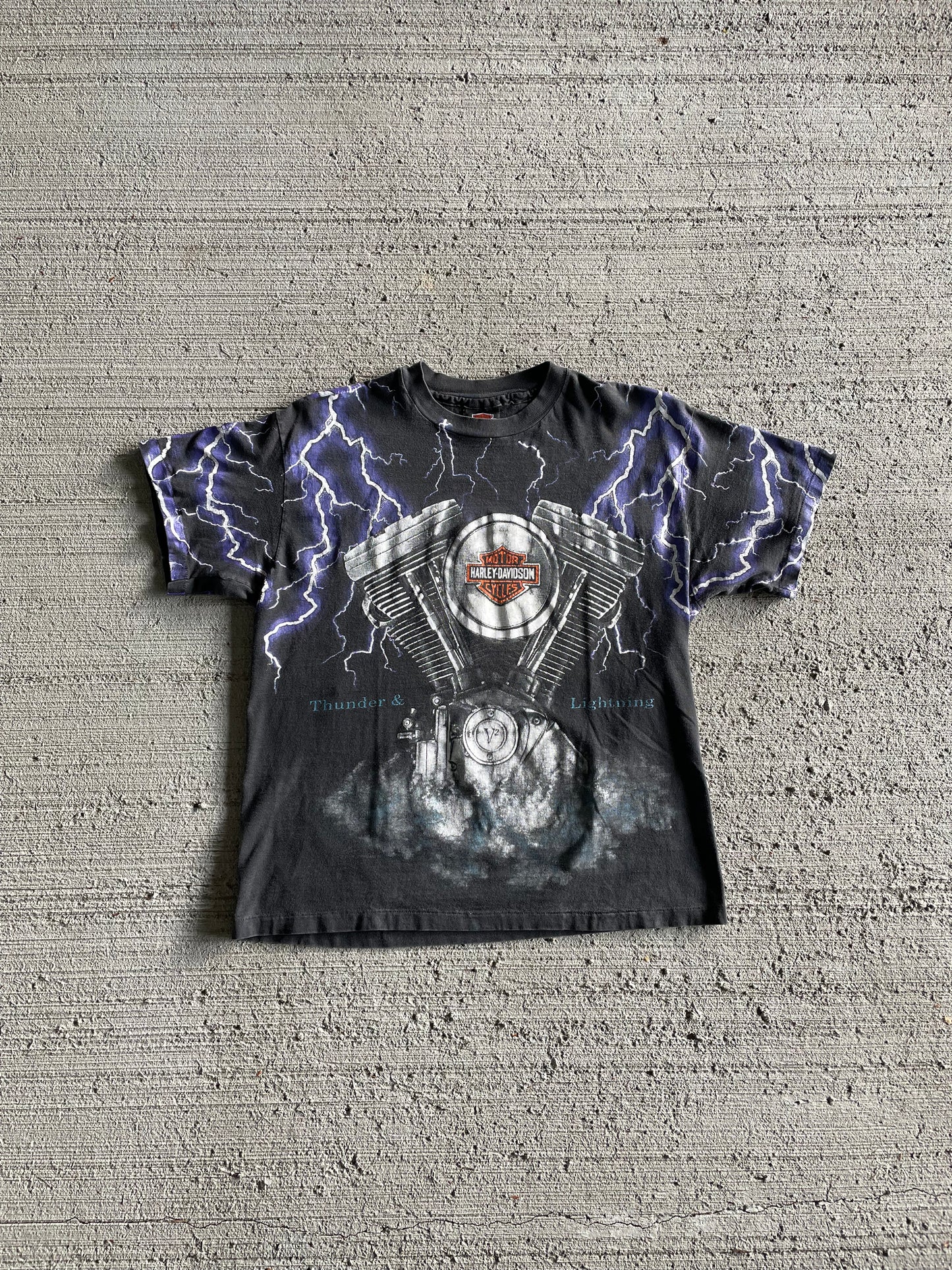 1990s Harley Davidson Thunder & Lightning Tee