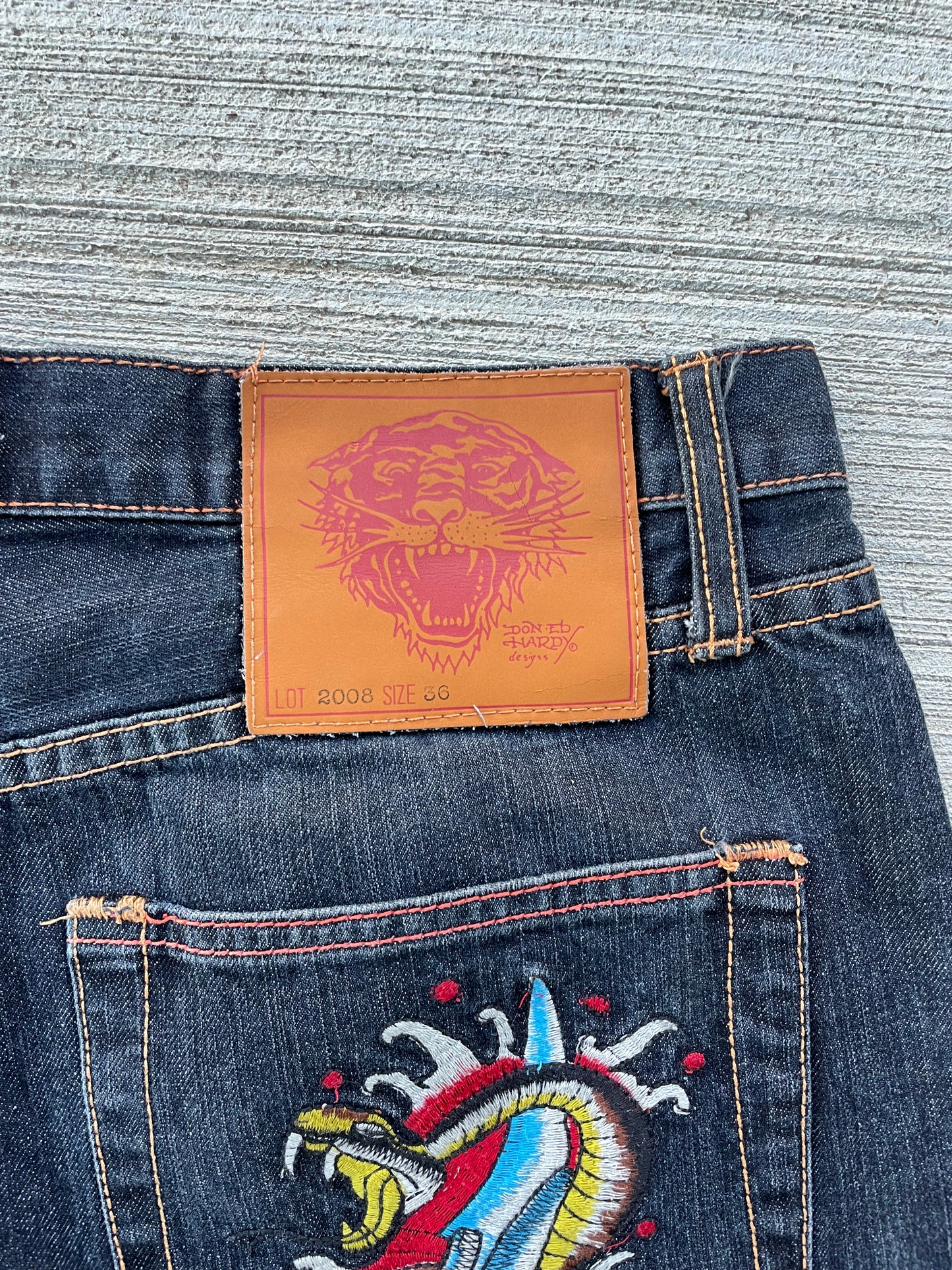 2000s Ed Hardy Embroidered Denim Jeans