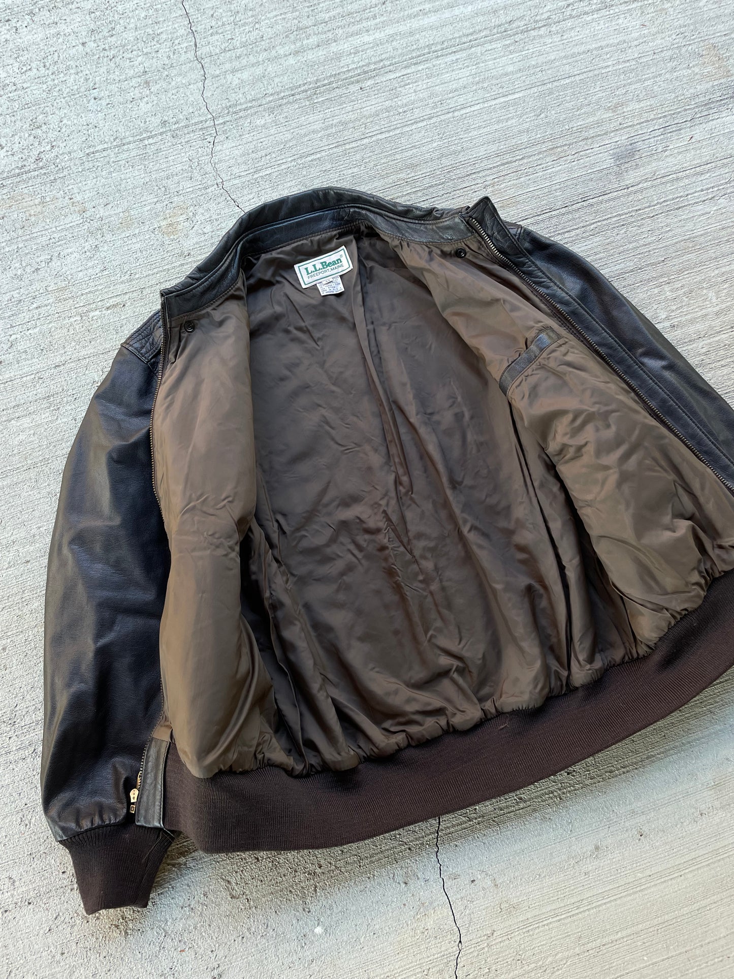 Vintage 80s LL Bean Leather Bomber Jacket