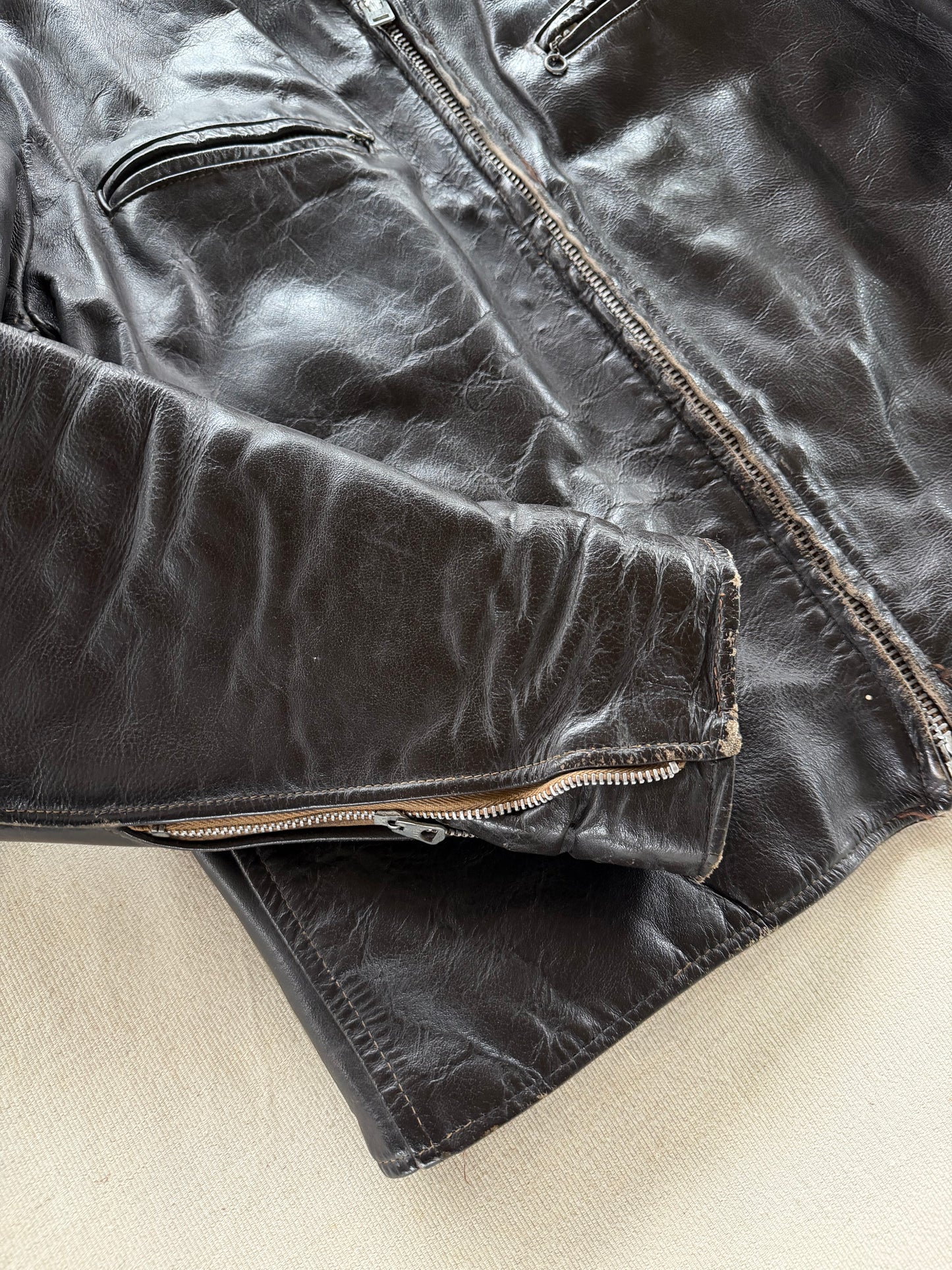 Vintage 50s Excelled Cafe Racer Leather Moto Jacket