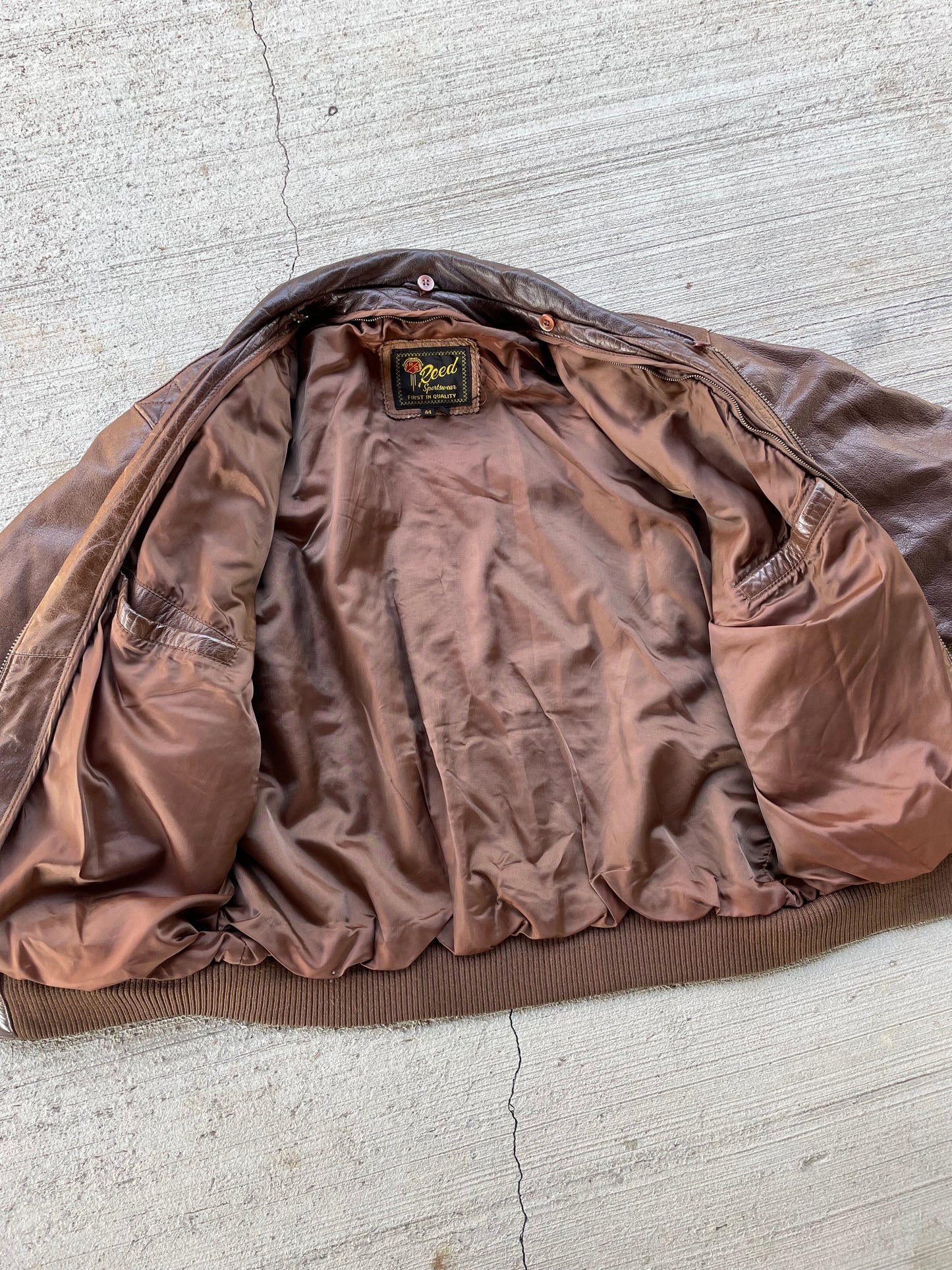 70s Reed Sportswear Leather Bomber Jacket