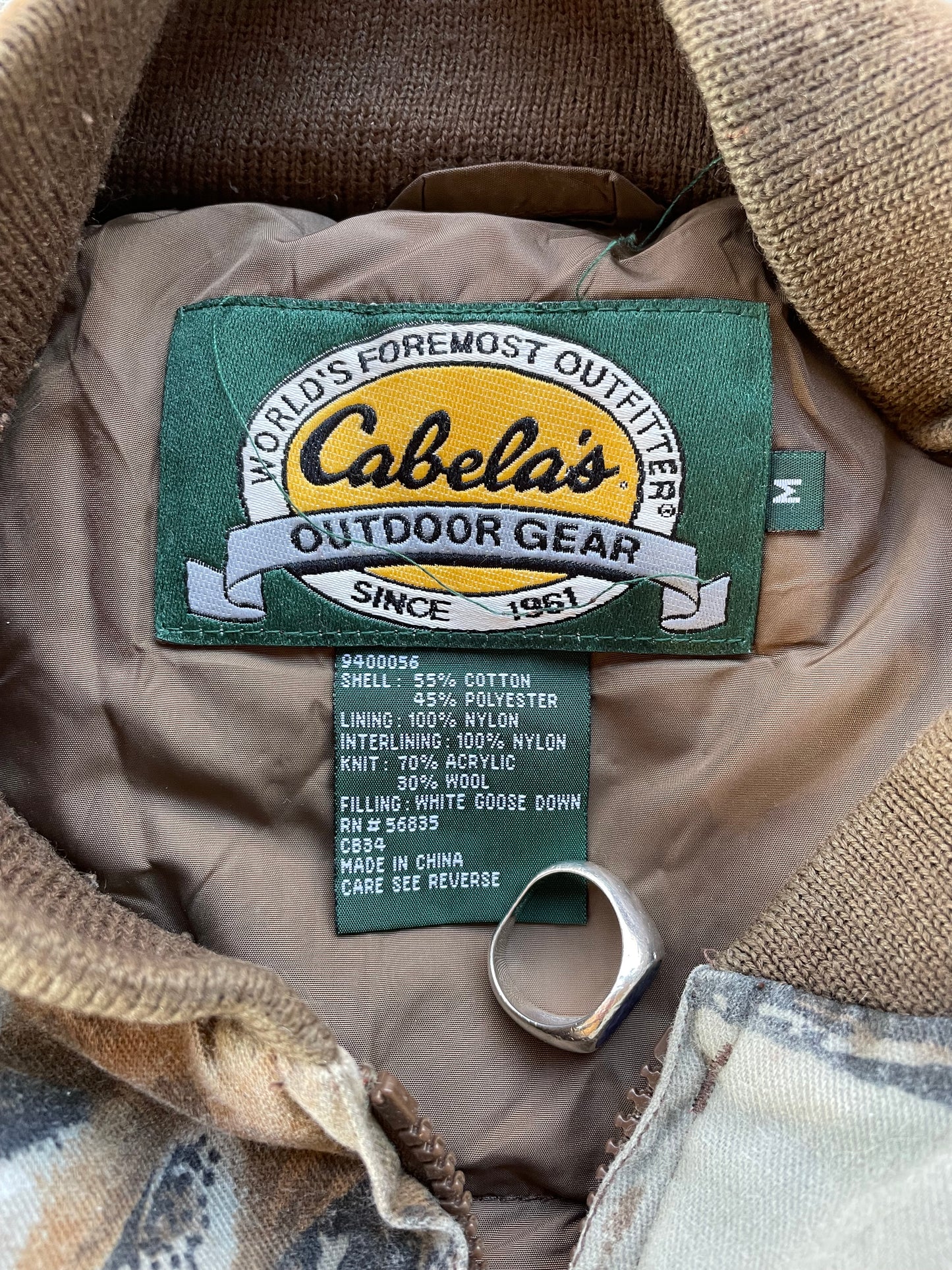 2000s Cabelas Camo Goose Down Puffer Jacket