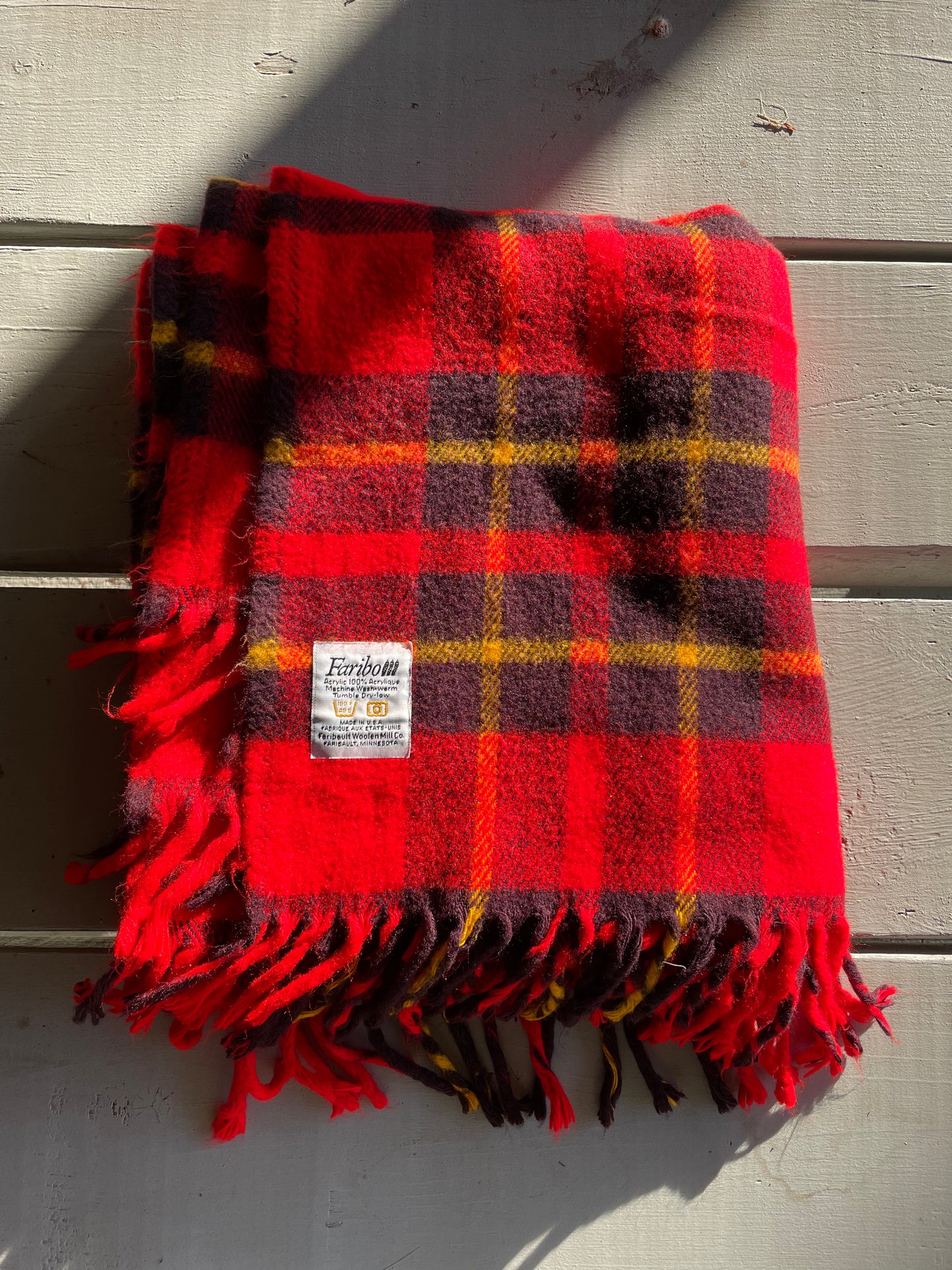 Vintage Faribo Plaid Throw Blanket