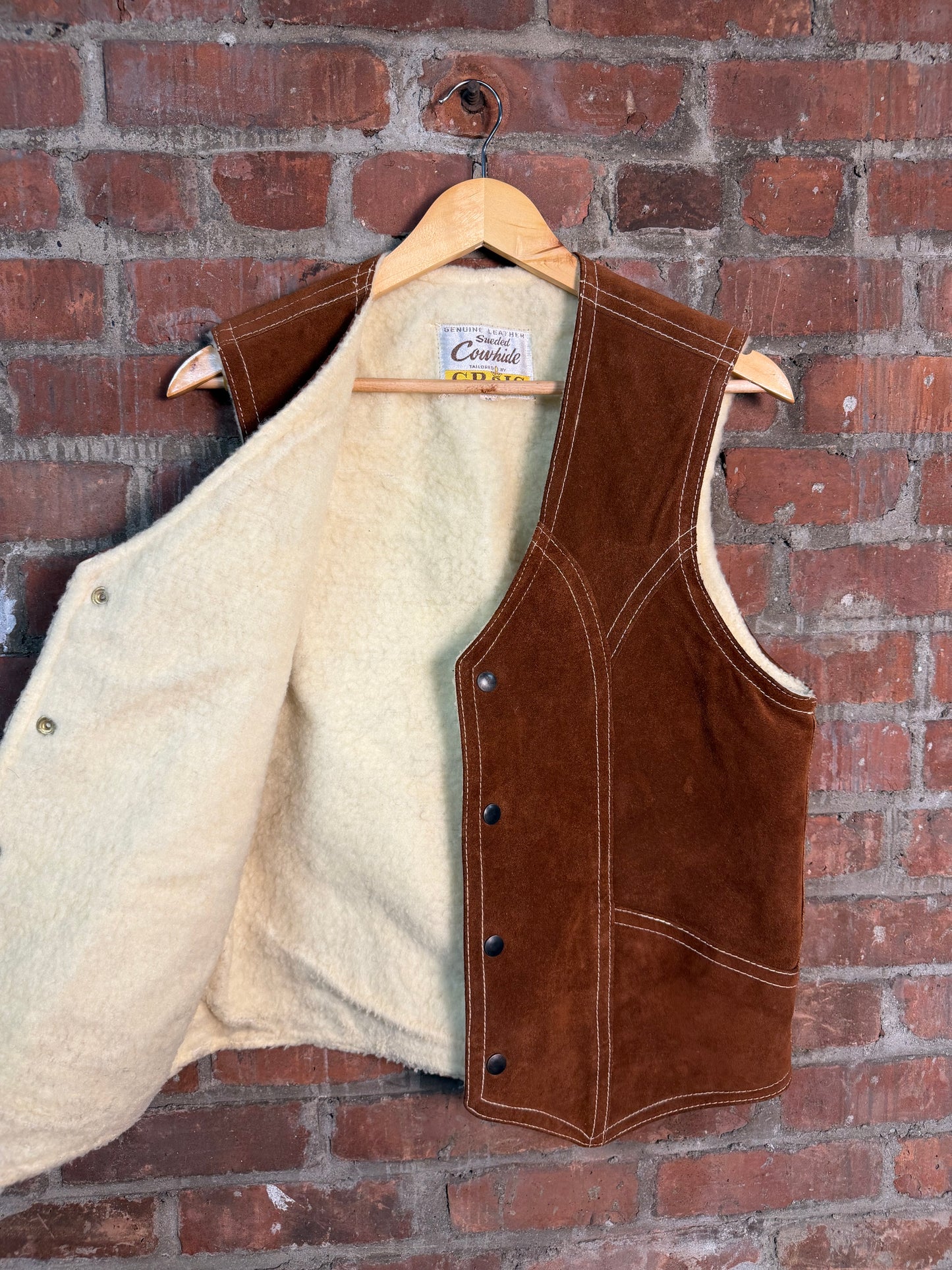 Vintage 1970s Grais Suede Leather Cowhide Vest