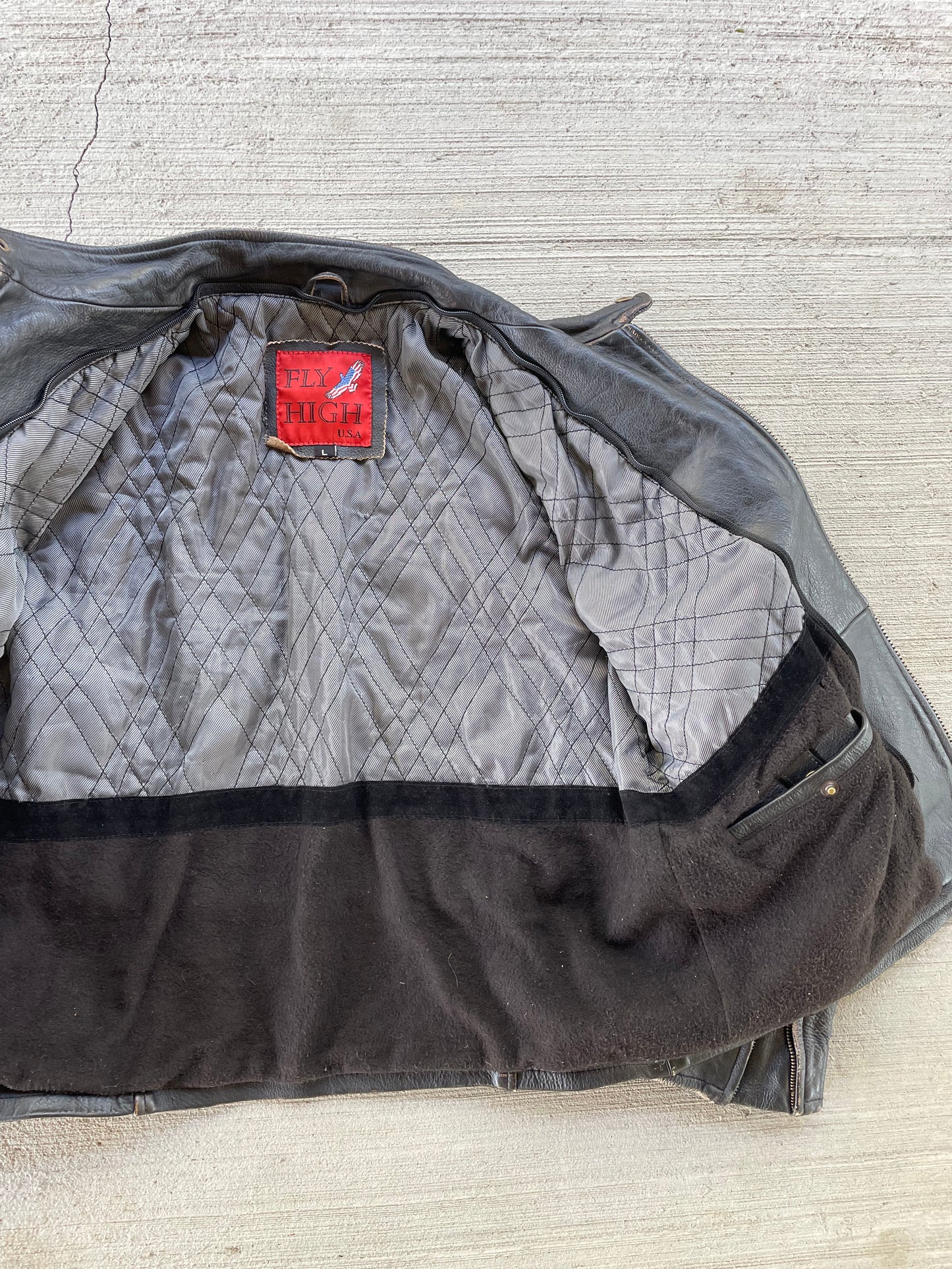 Vintage Fly High Leather Biker Jacket