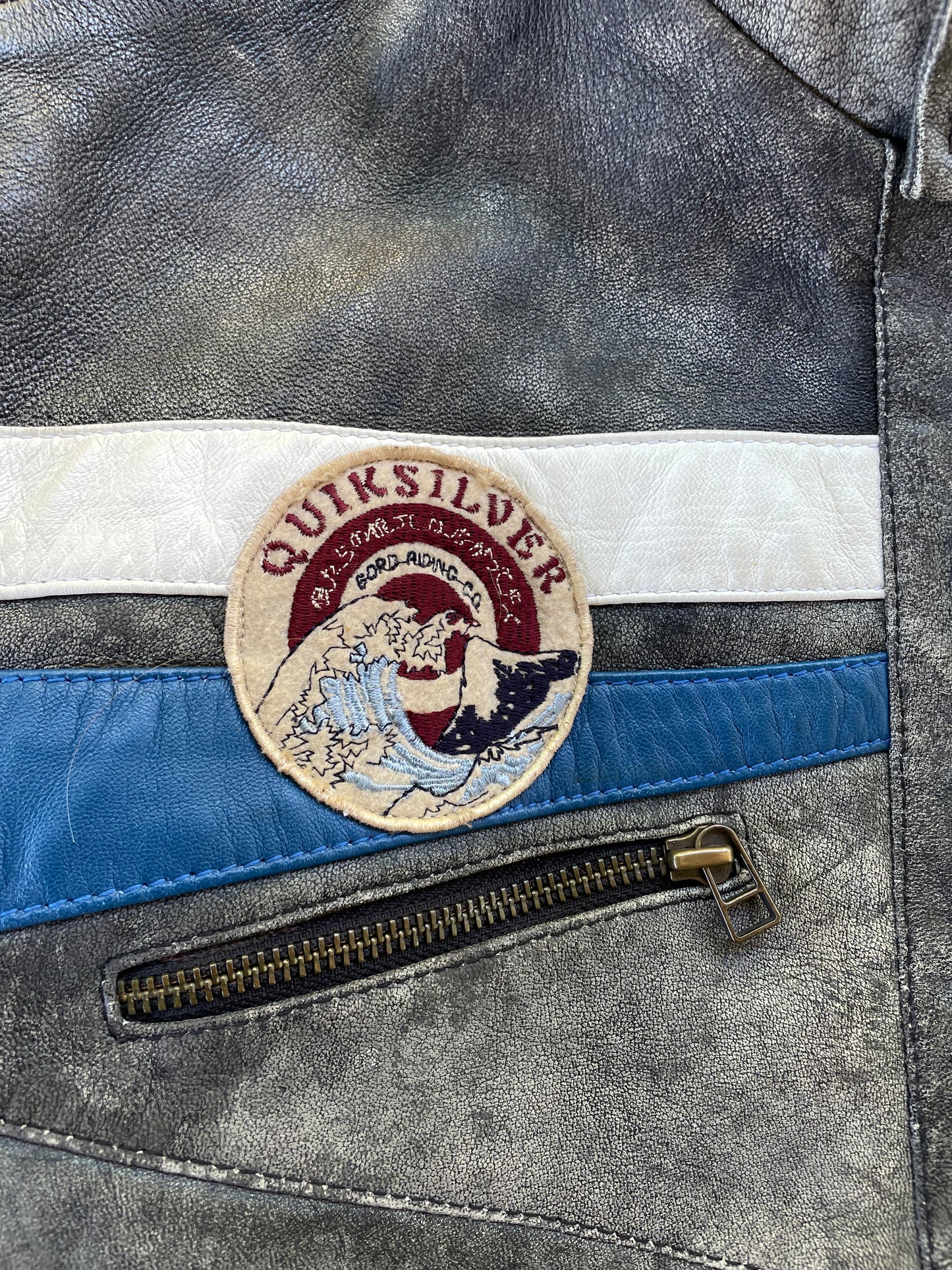 Y2K Quiksilver Leather Moto Jacket