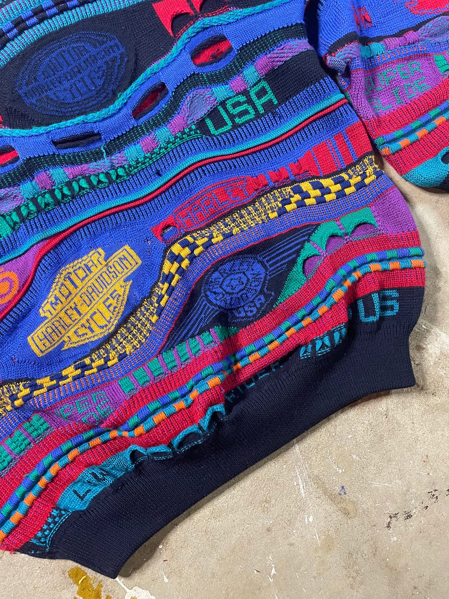 1990s Harley Davidson Coogi style sweater
