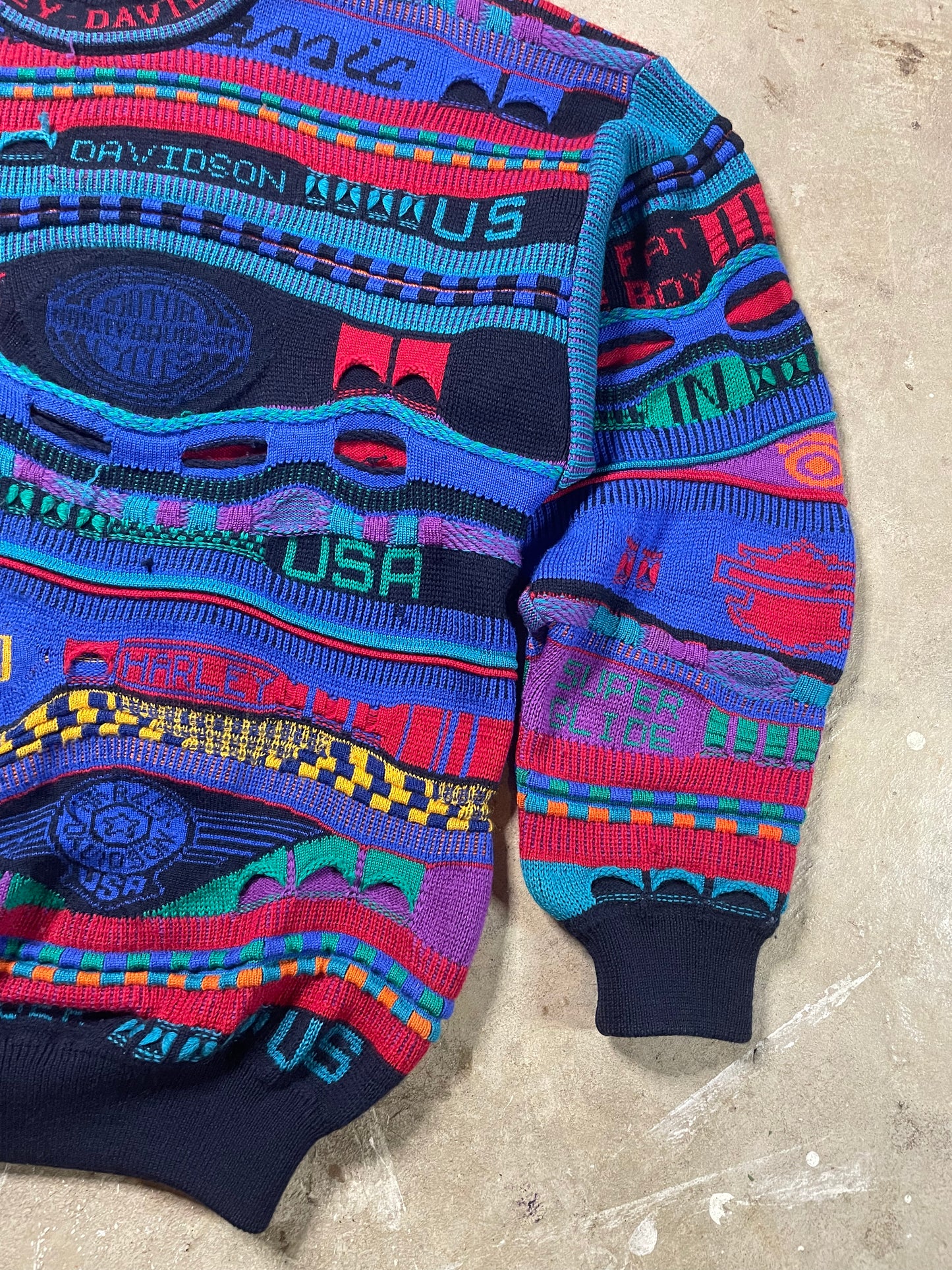 1990s Harley Davidson Coogi style sweater