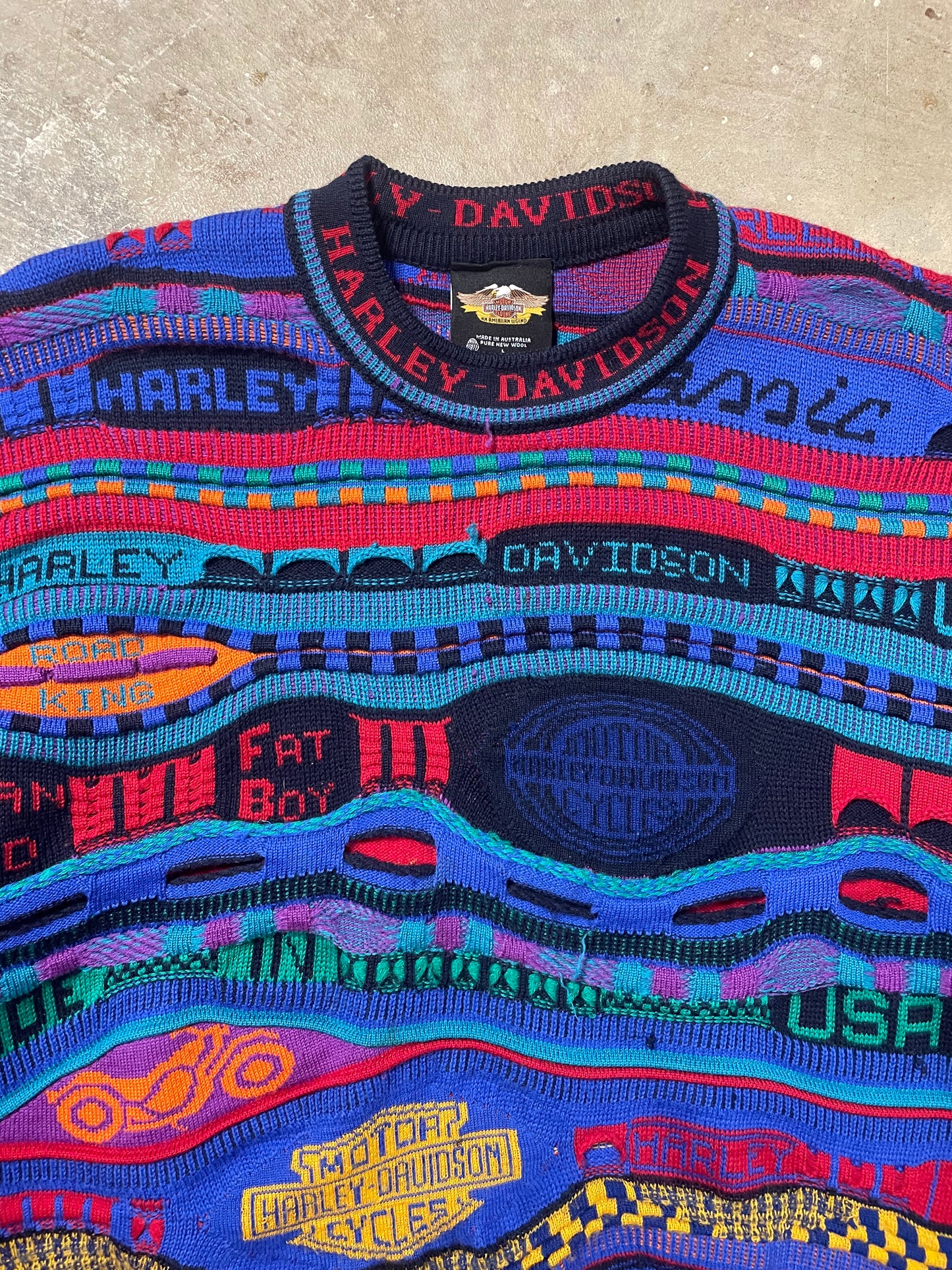 1990s Harley Davidson Coogi style sweater