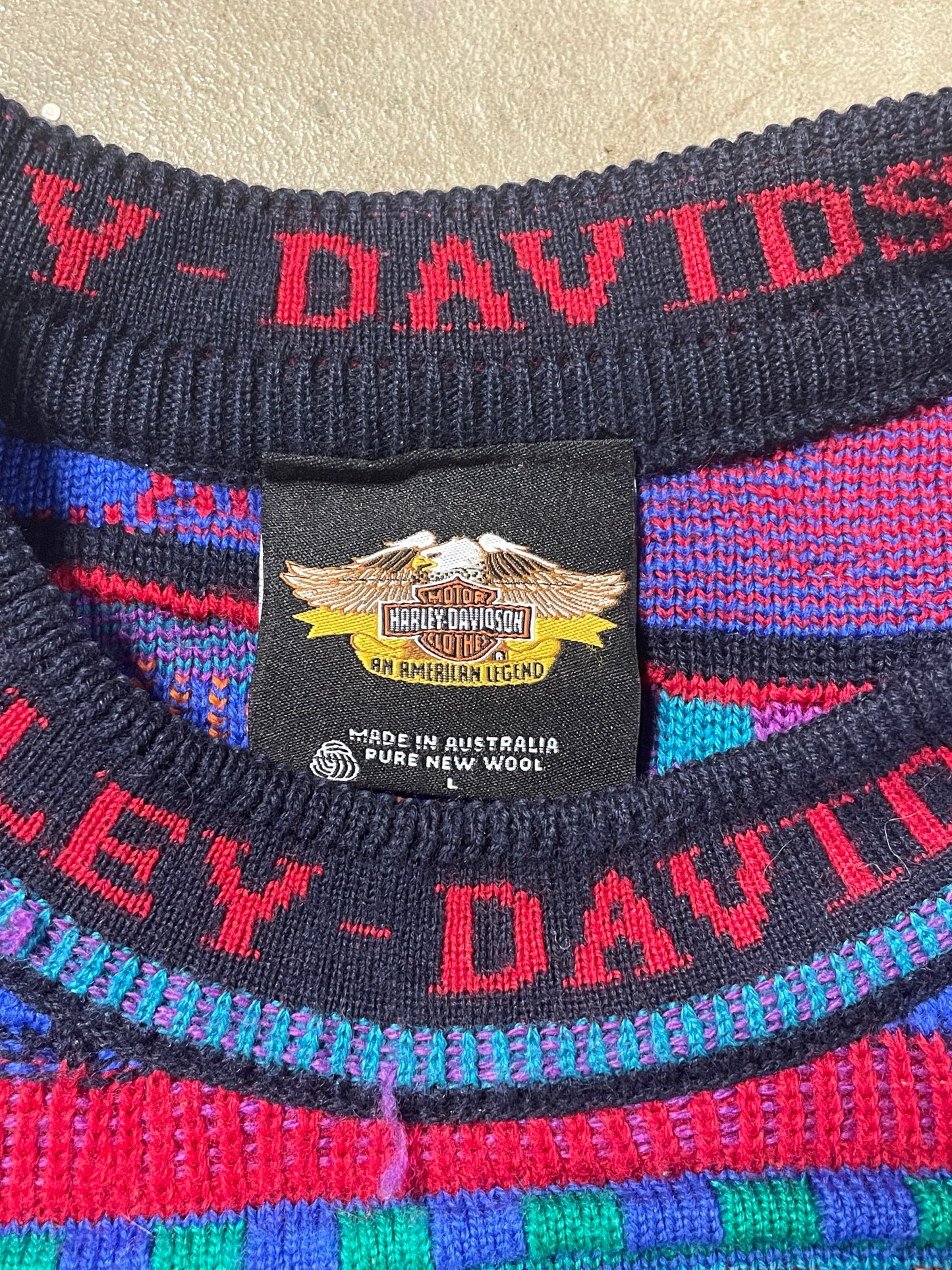 1990s Harley Davidson Coogi style sweater