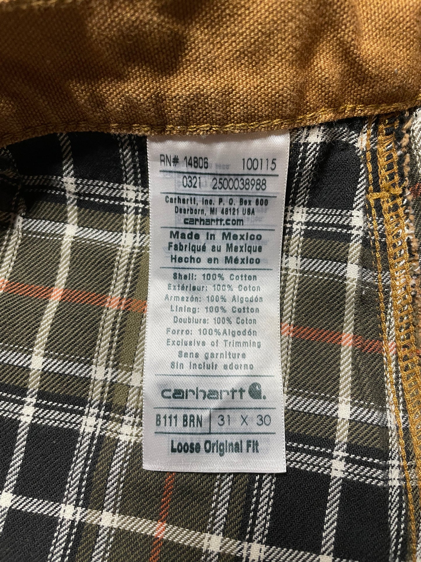 Carhartt Flannel Lined Washed Duck Pant