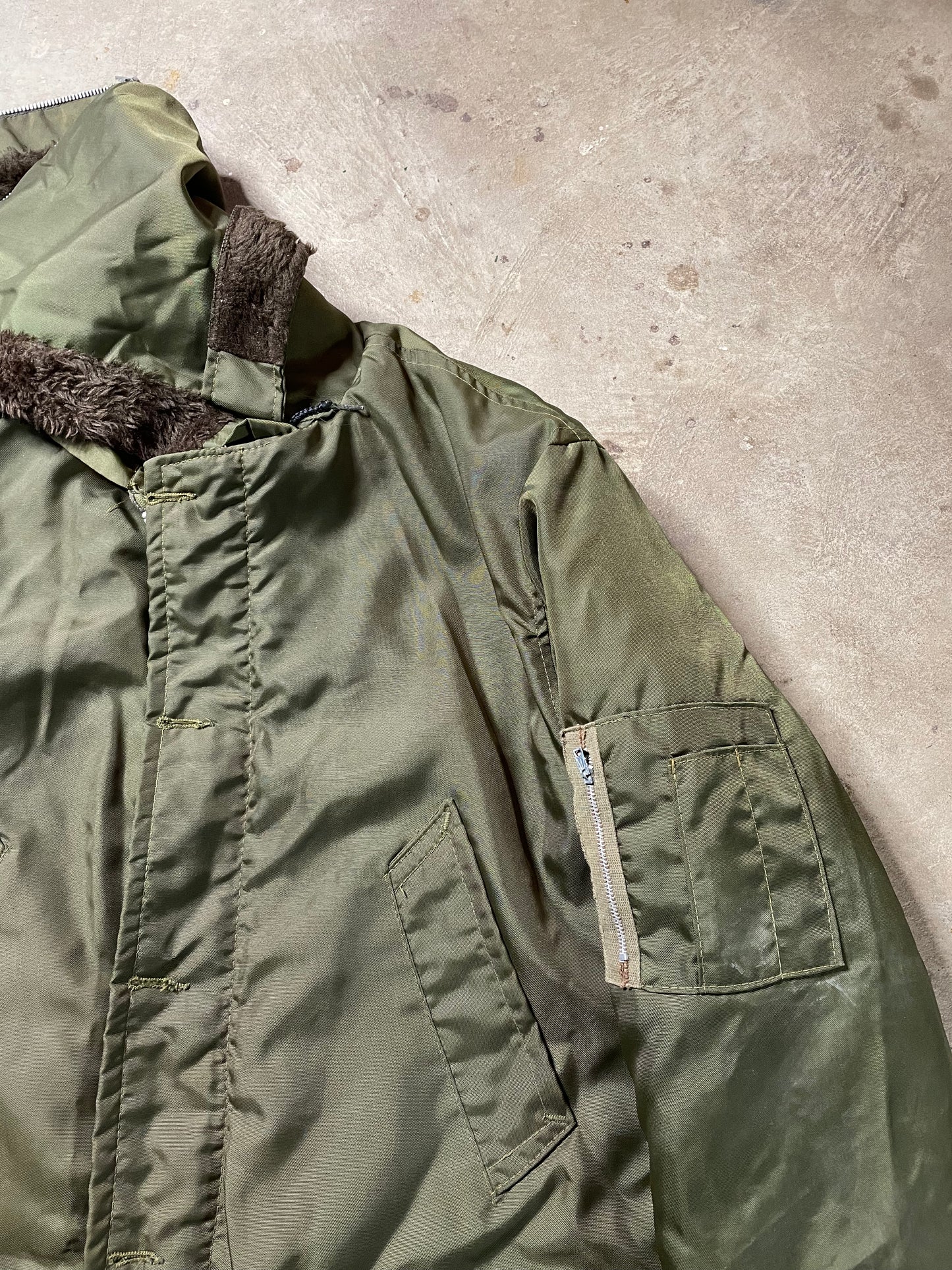 Vintage Military Butterfly Hood Flight Jacket