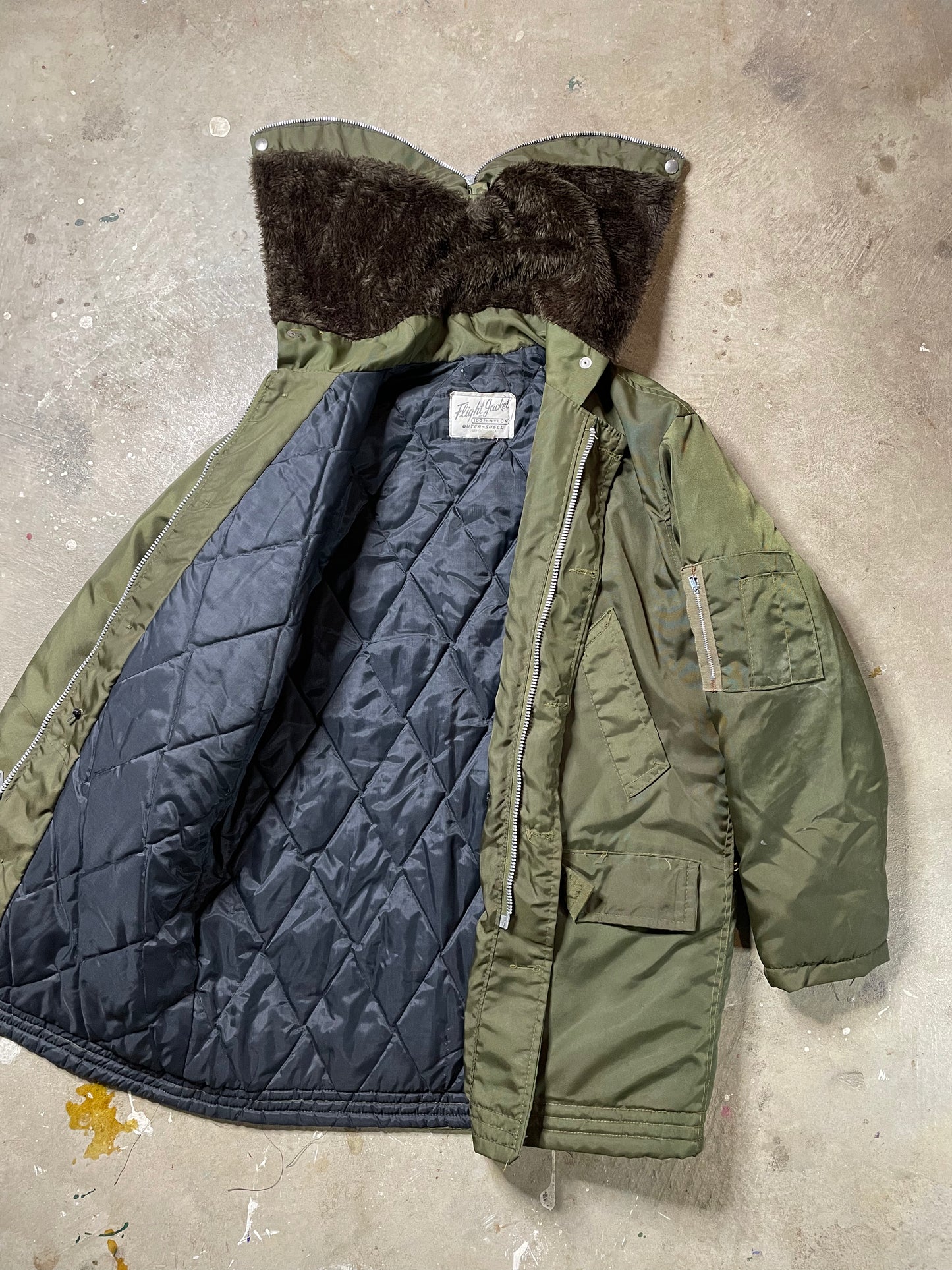 Vintage Military Butterfly Hood Flight Jacket