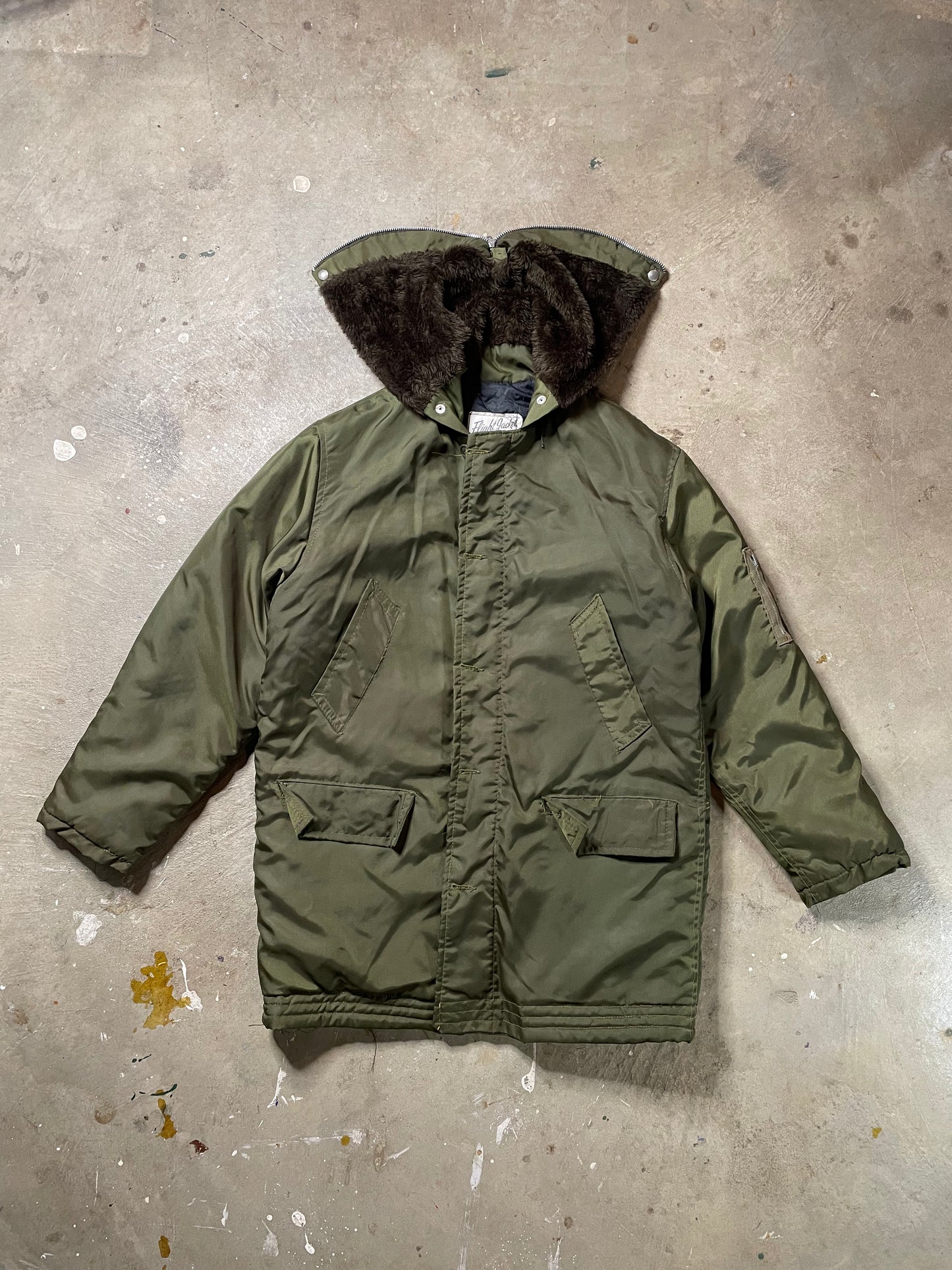 Vintage Military Butterfly Hood Flight Jacket