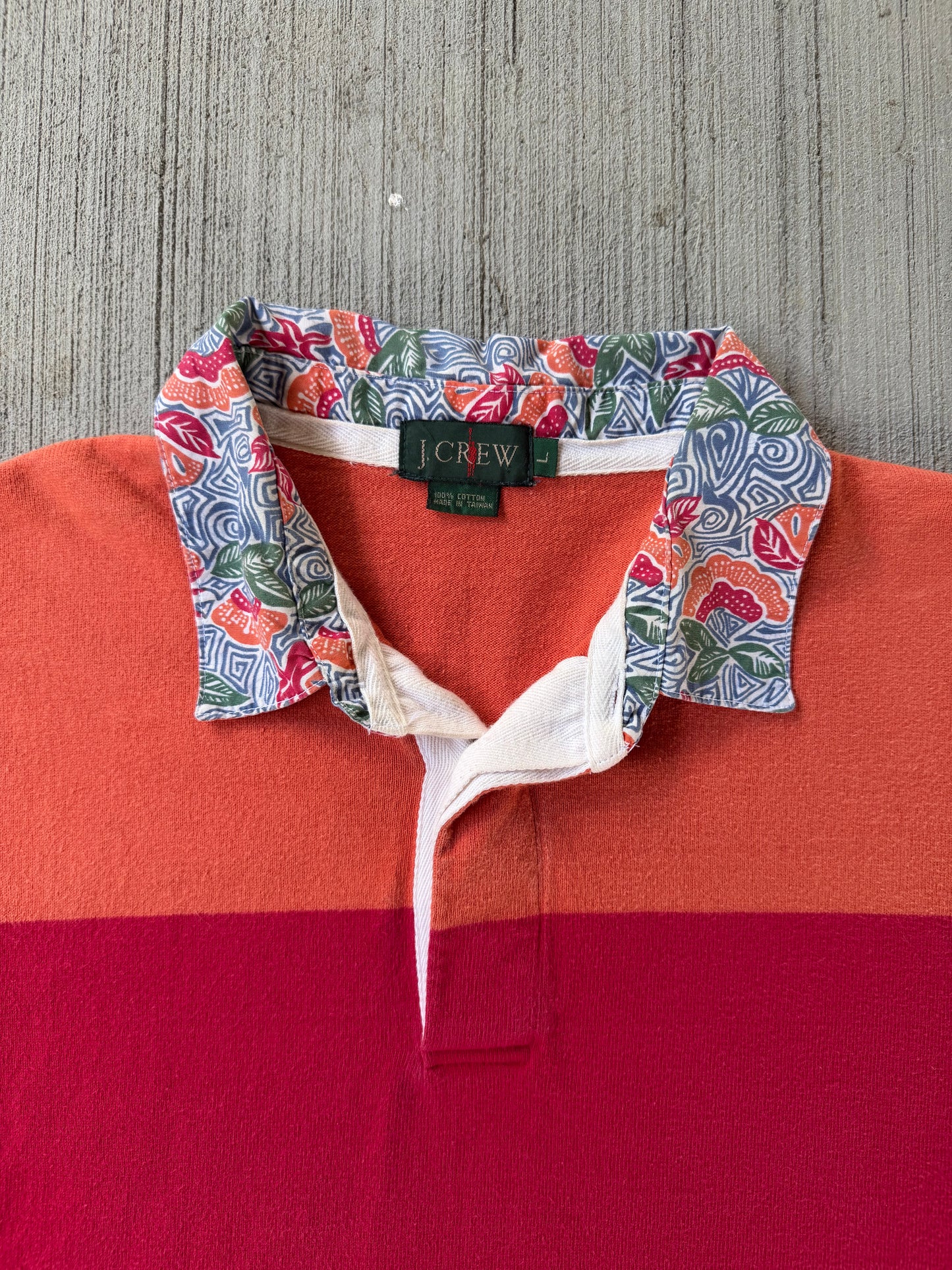 Vintage 90s J. Crew Orange and Red Striped Rugby