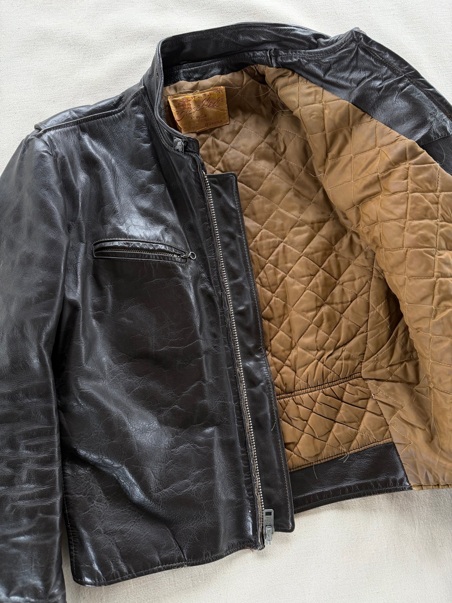 Vintage 50s Excelled Cafe Racer Leather Moto Jacket