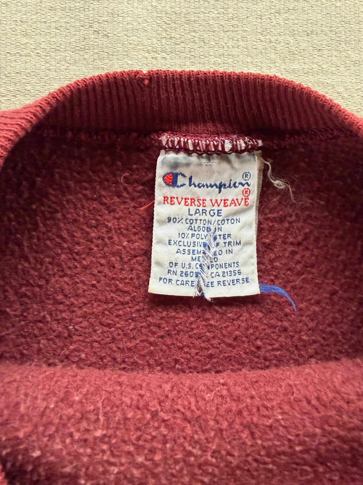 Vintage 90s Maroon Champion Reverse Weave Crewneck
