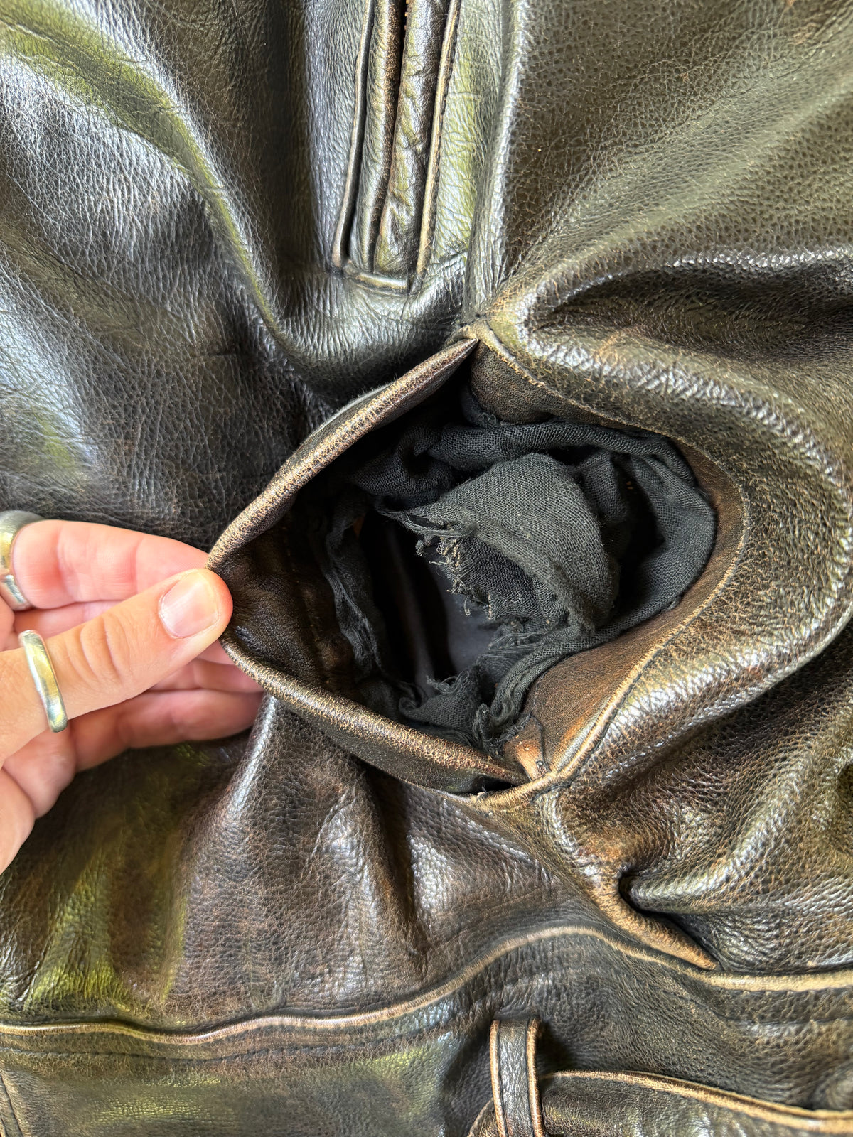 Vintage 90s Faded Leather Biker Jacket