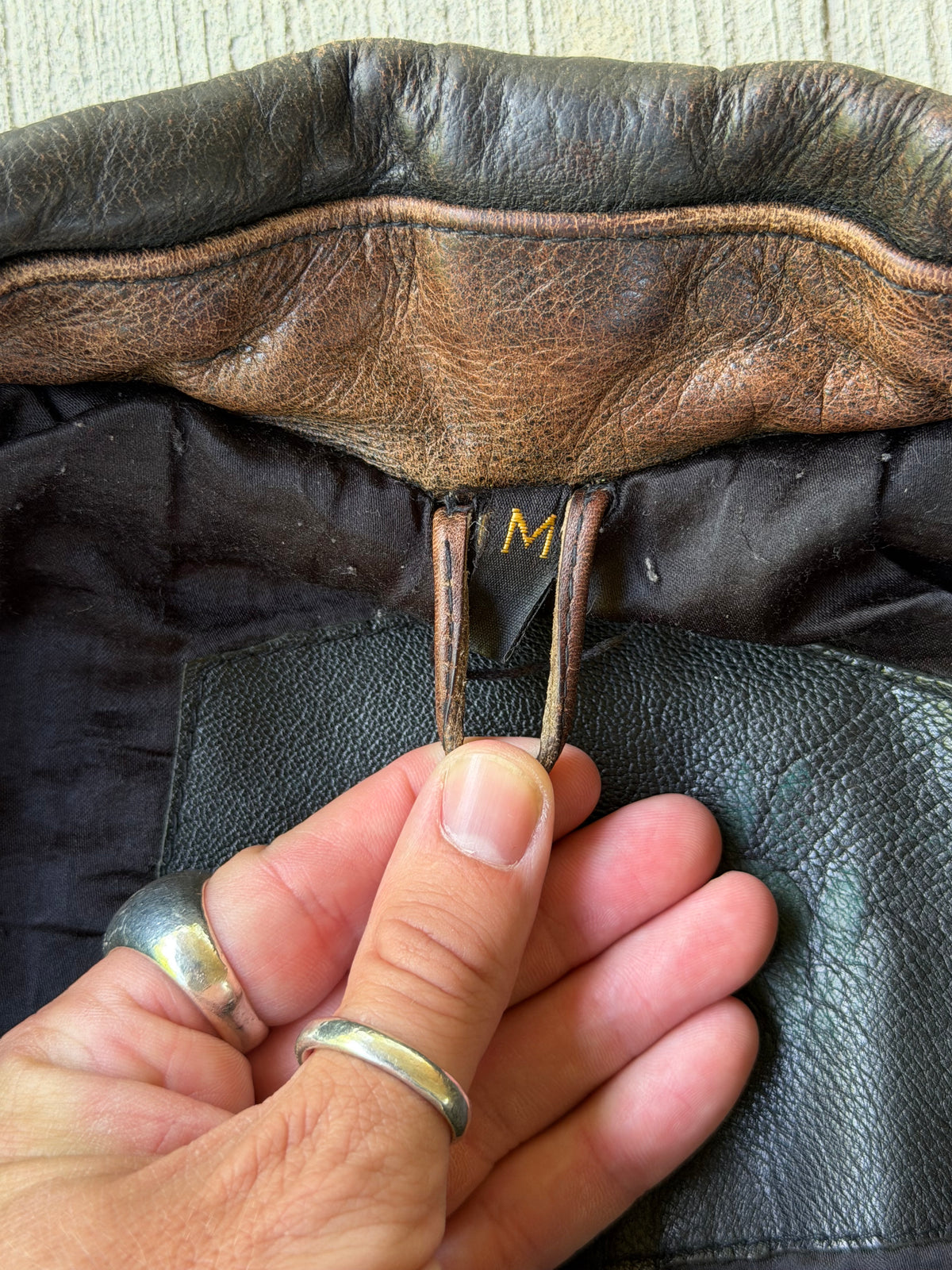 Vintage 90s Faded Leather Biker Jacket