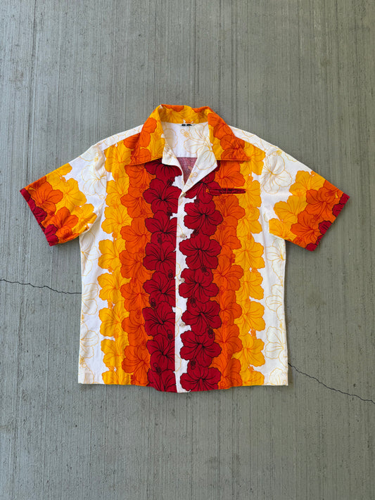 Vintage 1960s Hawaiian Floral Button Up Shirt