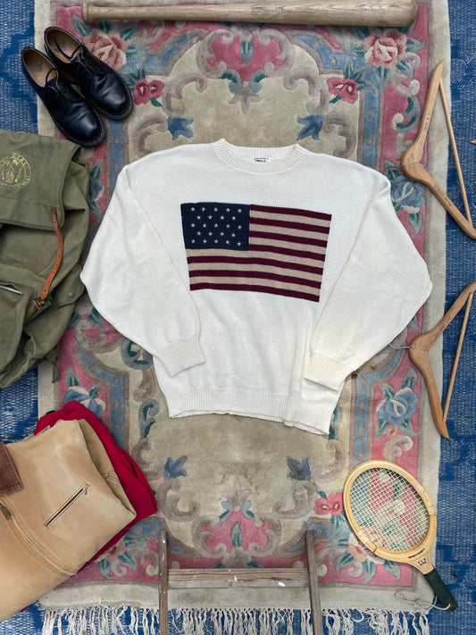 Vintage 1990s American Flag Knit Sweater