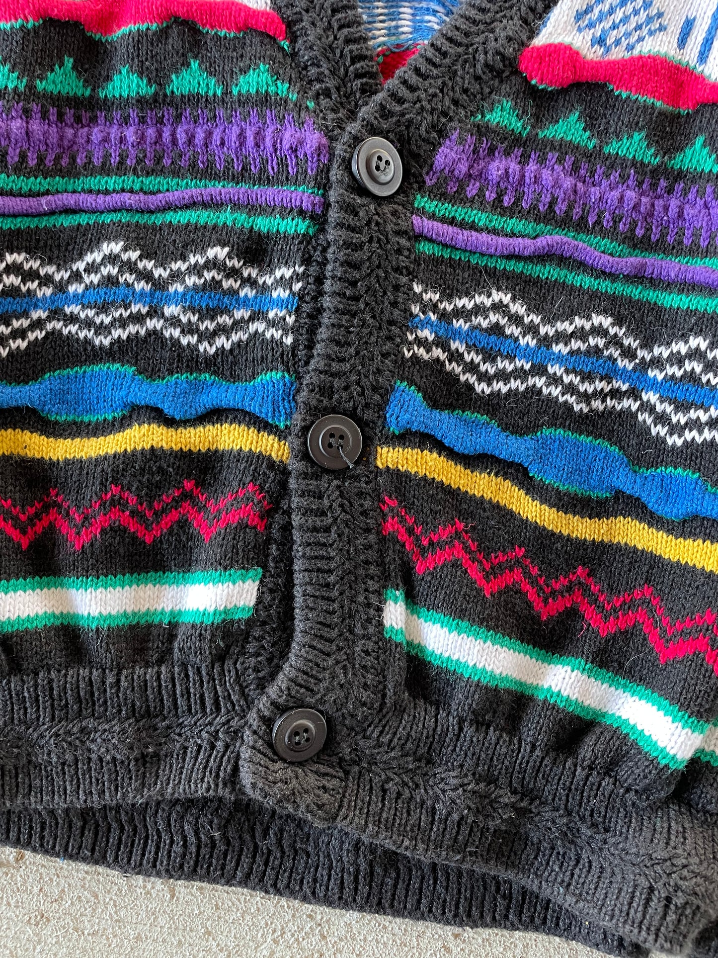 90s Concrete Mix Coogi Style Cardigan