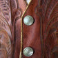 Vintage 1950s Hand Tooled Buffalo Nickel Leather Vest