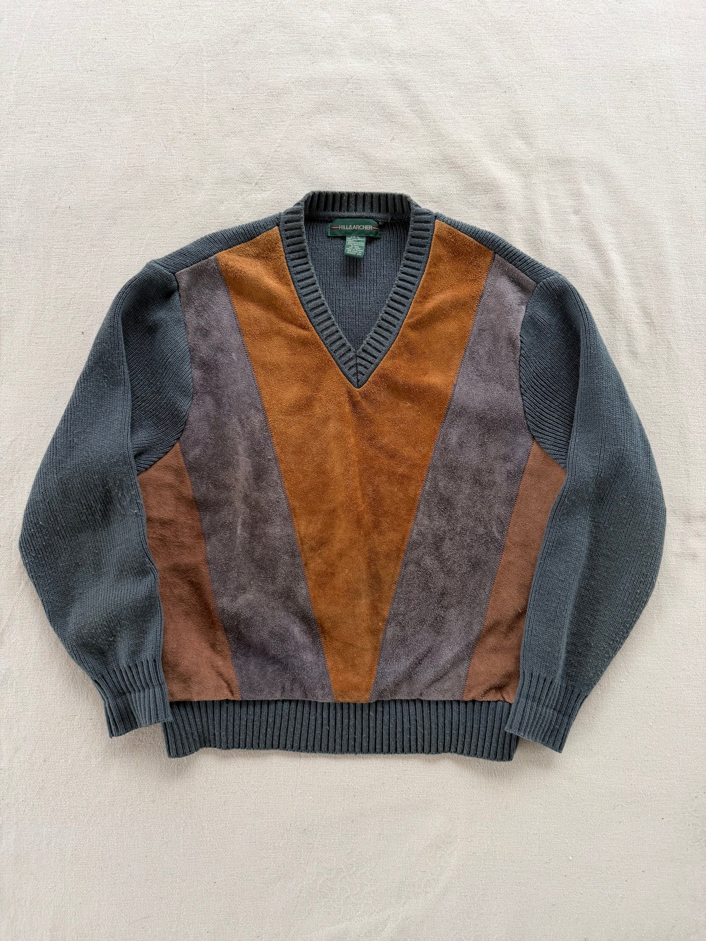 Vintage 90s Hill & Archer Suede Sweater