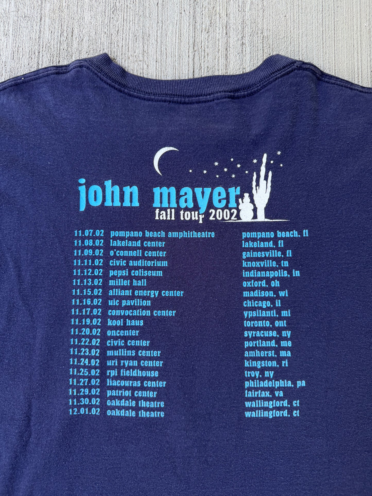 2002 John Mayer Long Sleeve Fall Tour Tee