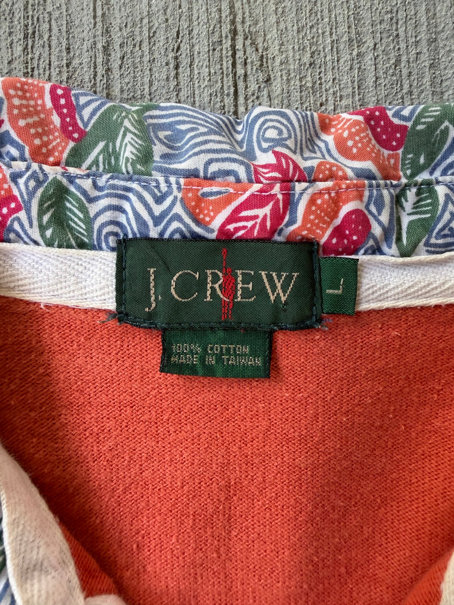 Vintage 90s J. Crew Orange and Red Striped Rugby