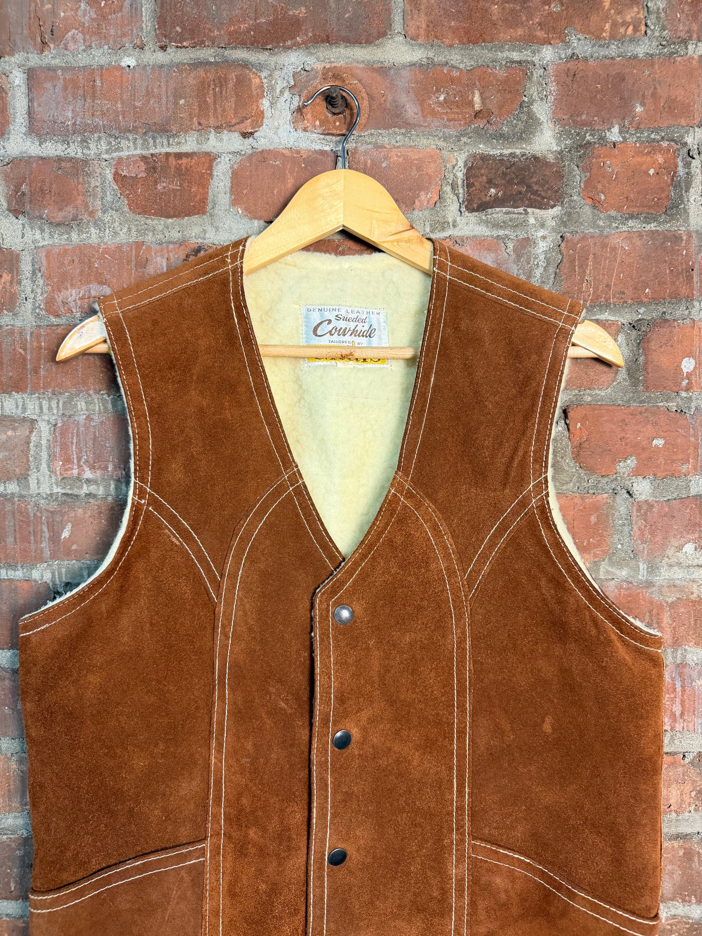 Vintage 1970s Grais Suede Leather Cowhide Vest