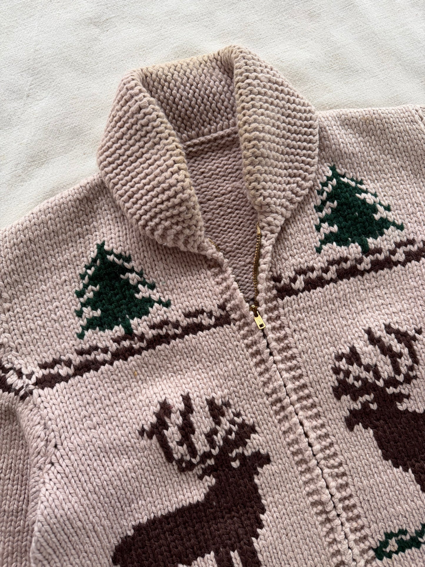 Vintage 50s Cowichan Reindeer Cardigan