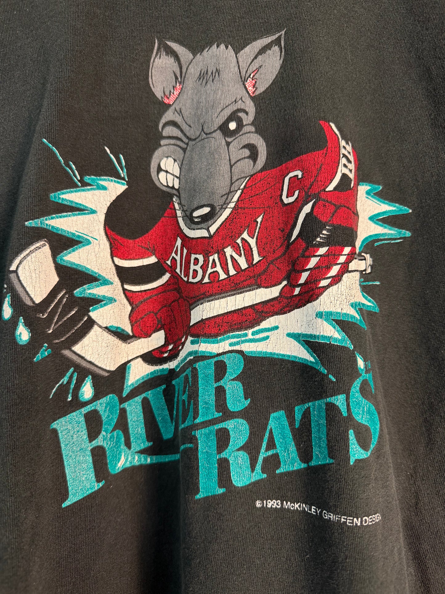 Vintage 1993 Albany River Rats Hockey Tee