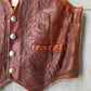 Vintage 1950s Hand Tooled Buffalo Nickel Leather Vest