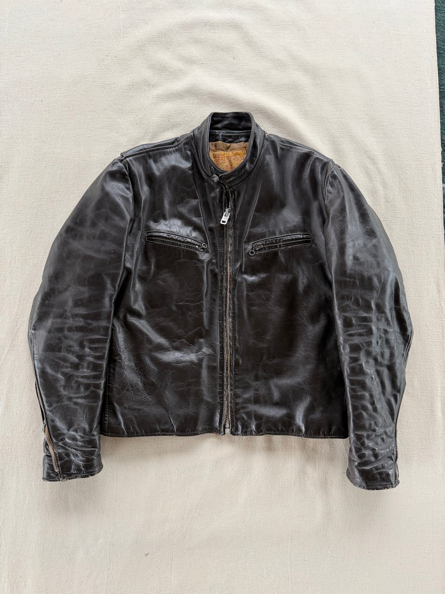 Vintage 50s Excelled Cafe Racer Leather Moto Jacket