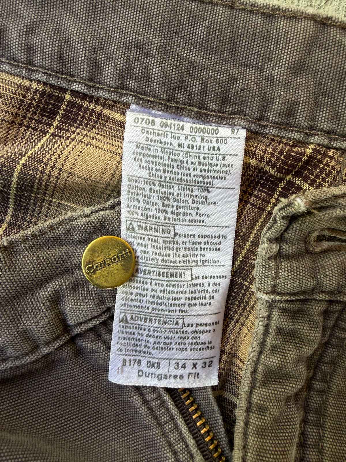Vintage 2000s Carhartt Fleece Lined Distressed Pants