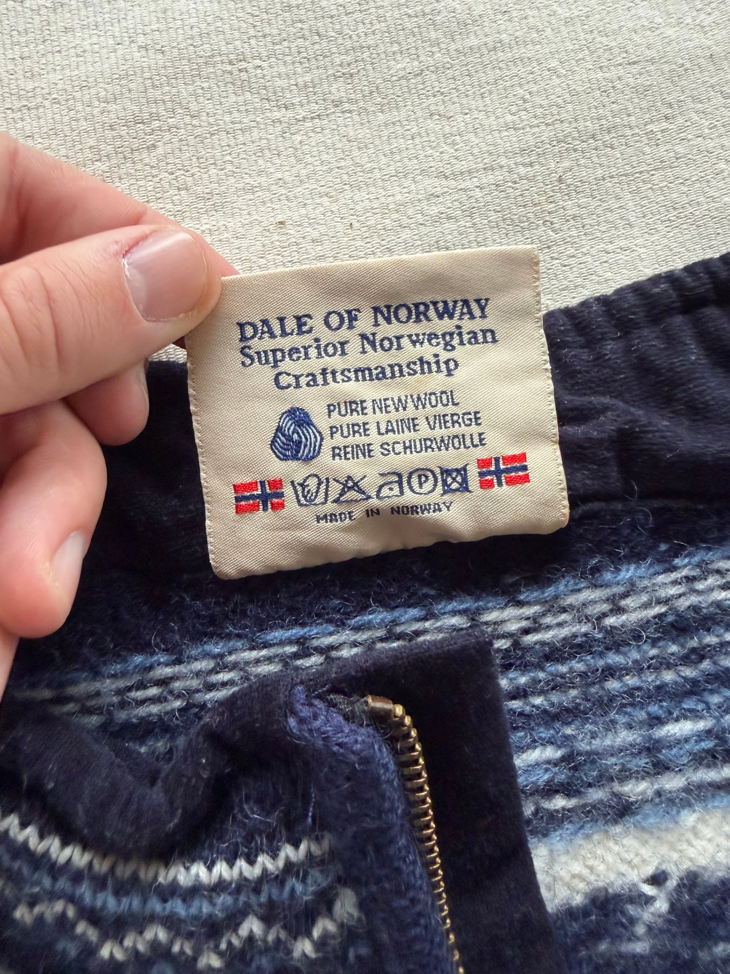 Vintage Dale of Norway Full-Zip Wool Sweater