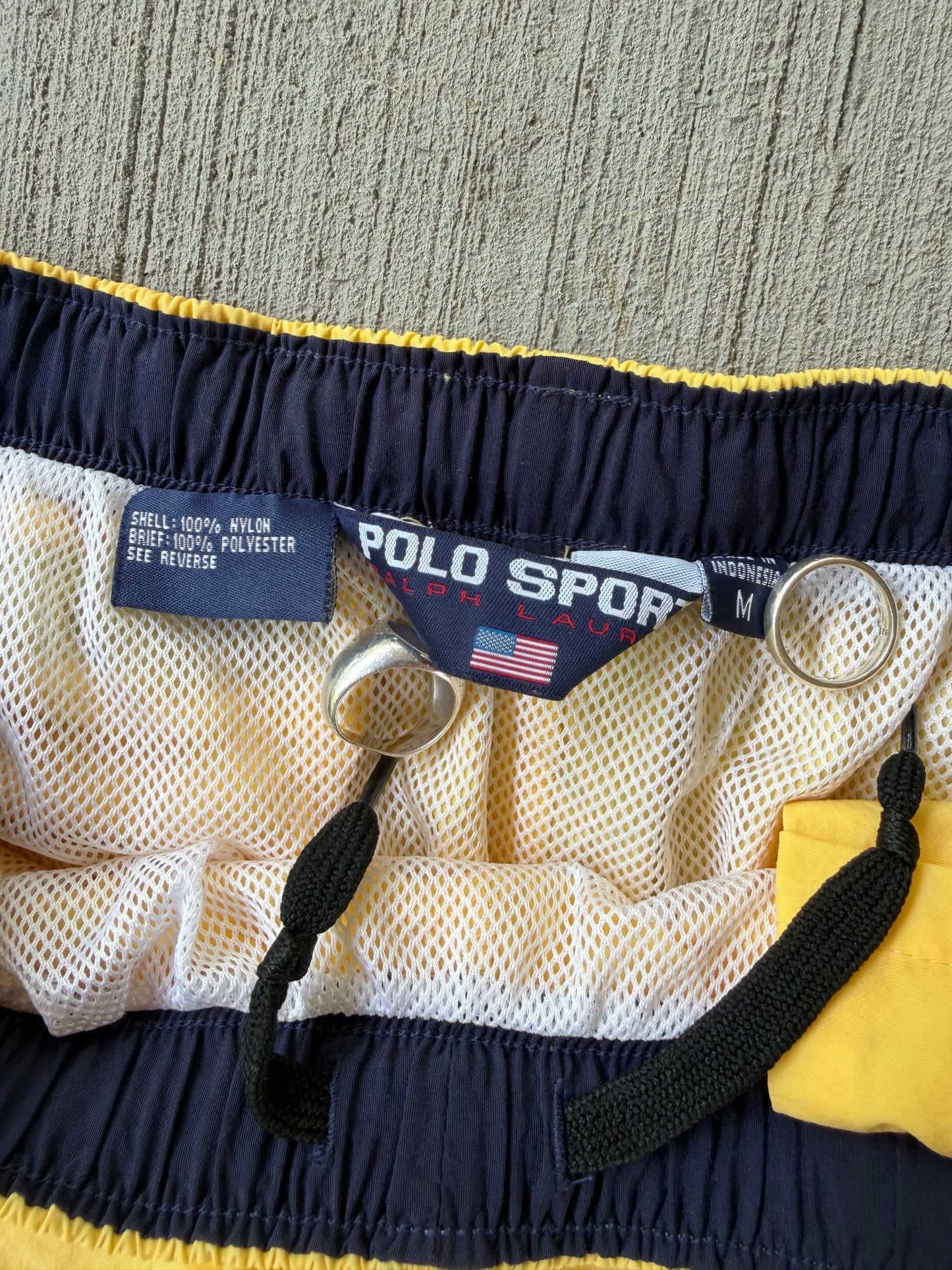 Vintage 90s Polo Sport Yellow Swim Trunks