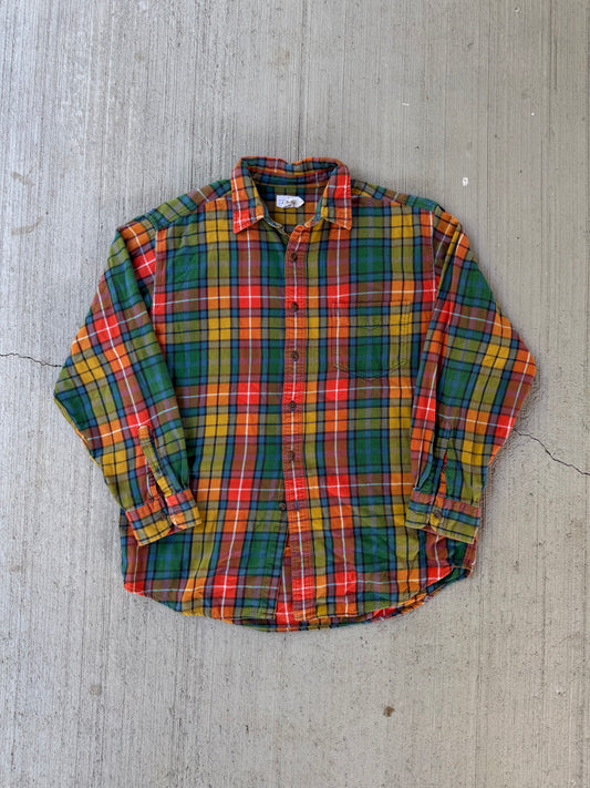 Vintage 1980s J. Crew Multi-color Plaid Flannel