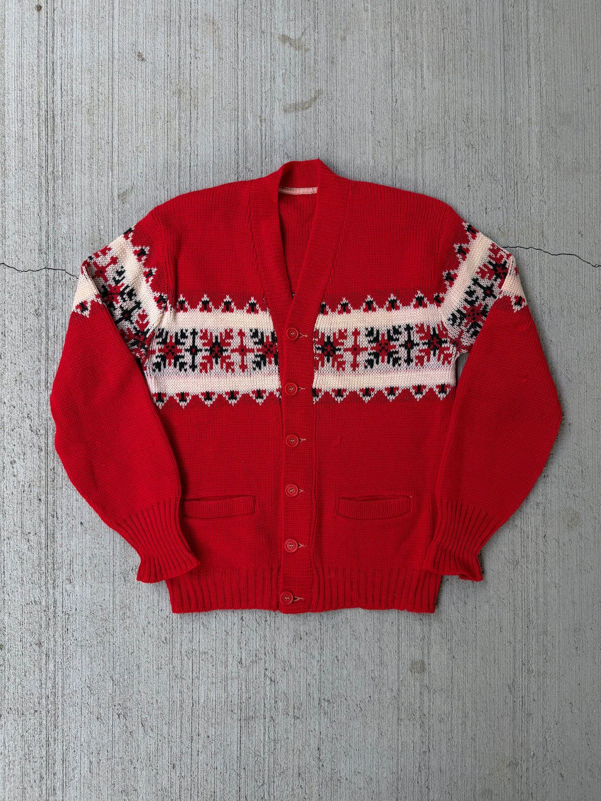 1950s Nordic Snowflake Wool Cardigan