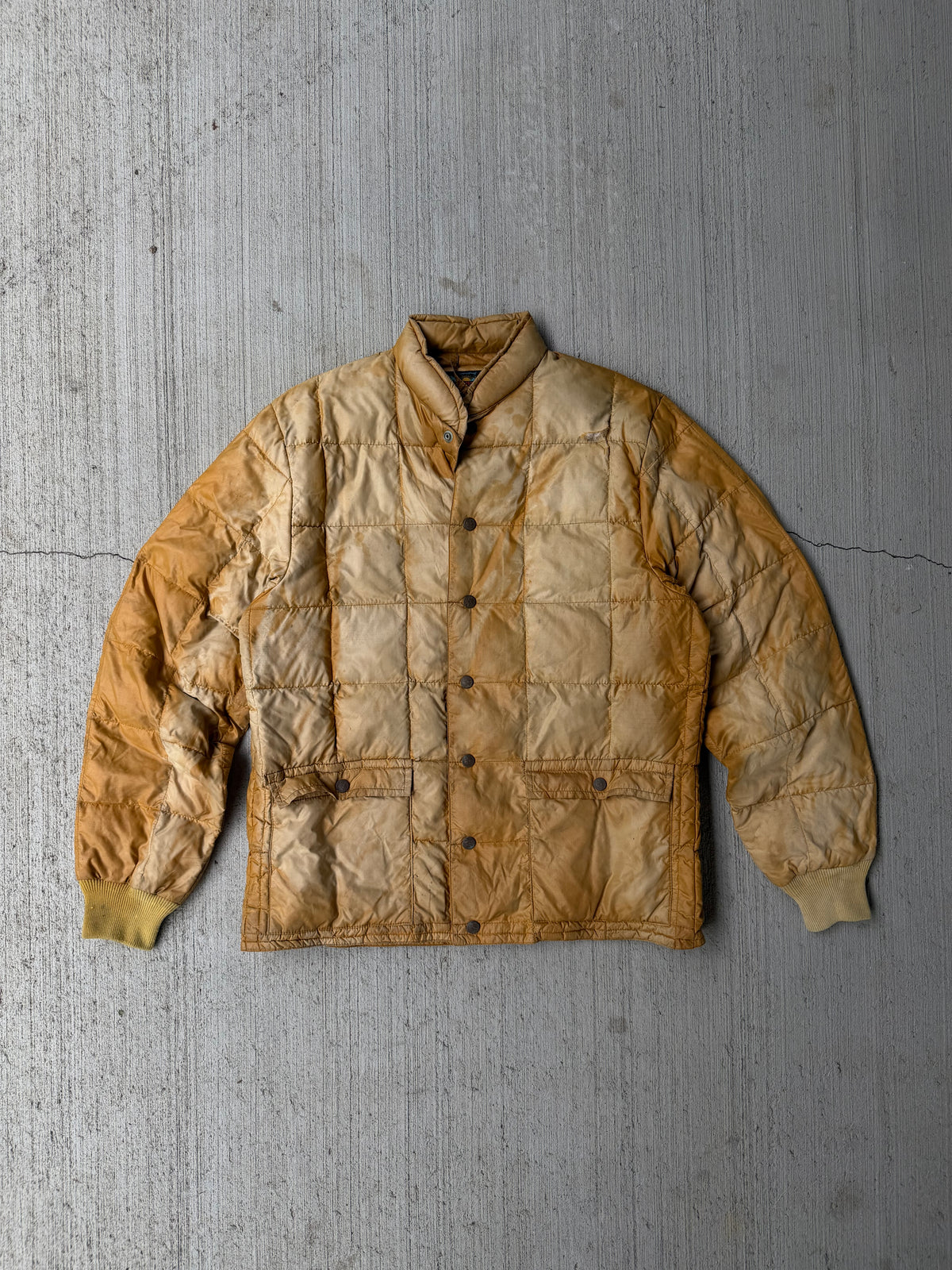 Vintage 1960s Eddie Bauer Sun Faded Goose Down Quilted Jacket