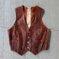 Vintage 1950s Hand Tooled Buffalo Nickel Leather Vest