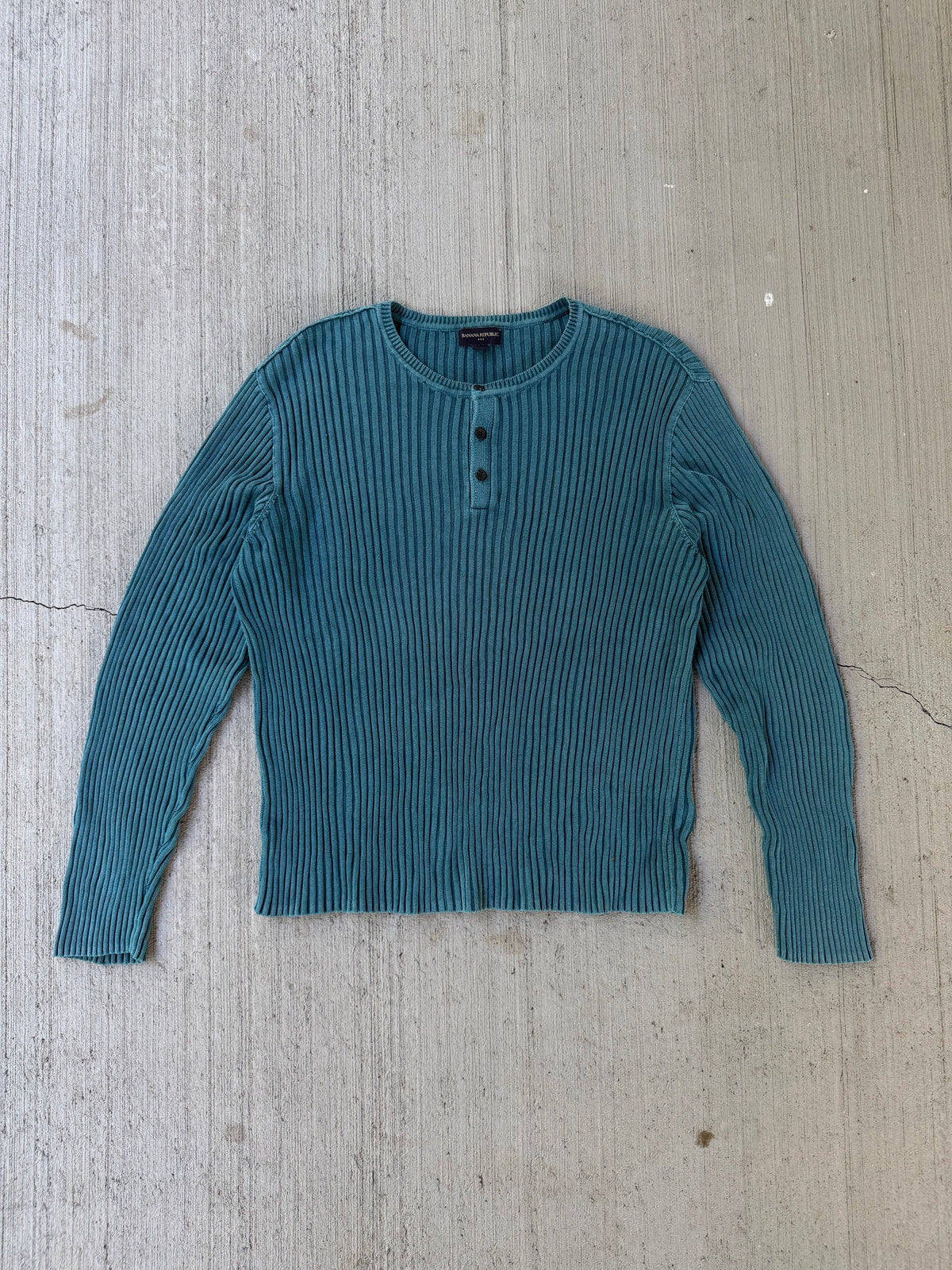 2000s Banana Republic Ribbed Knit Henley