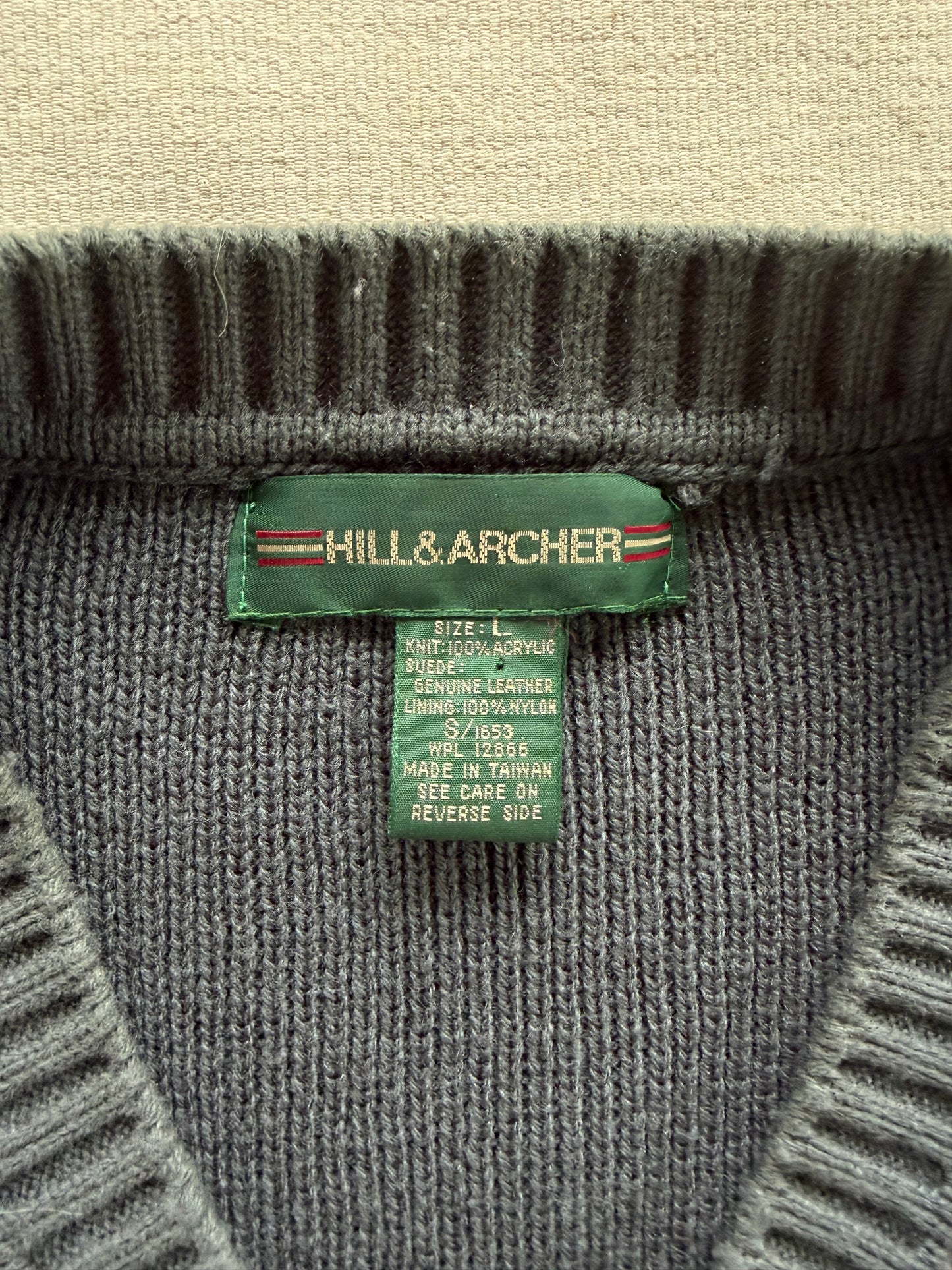 Vintage 90s Hill & Archer Suede Sweater
