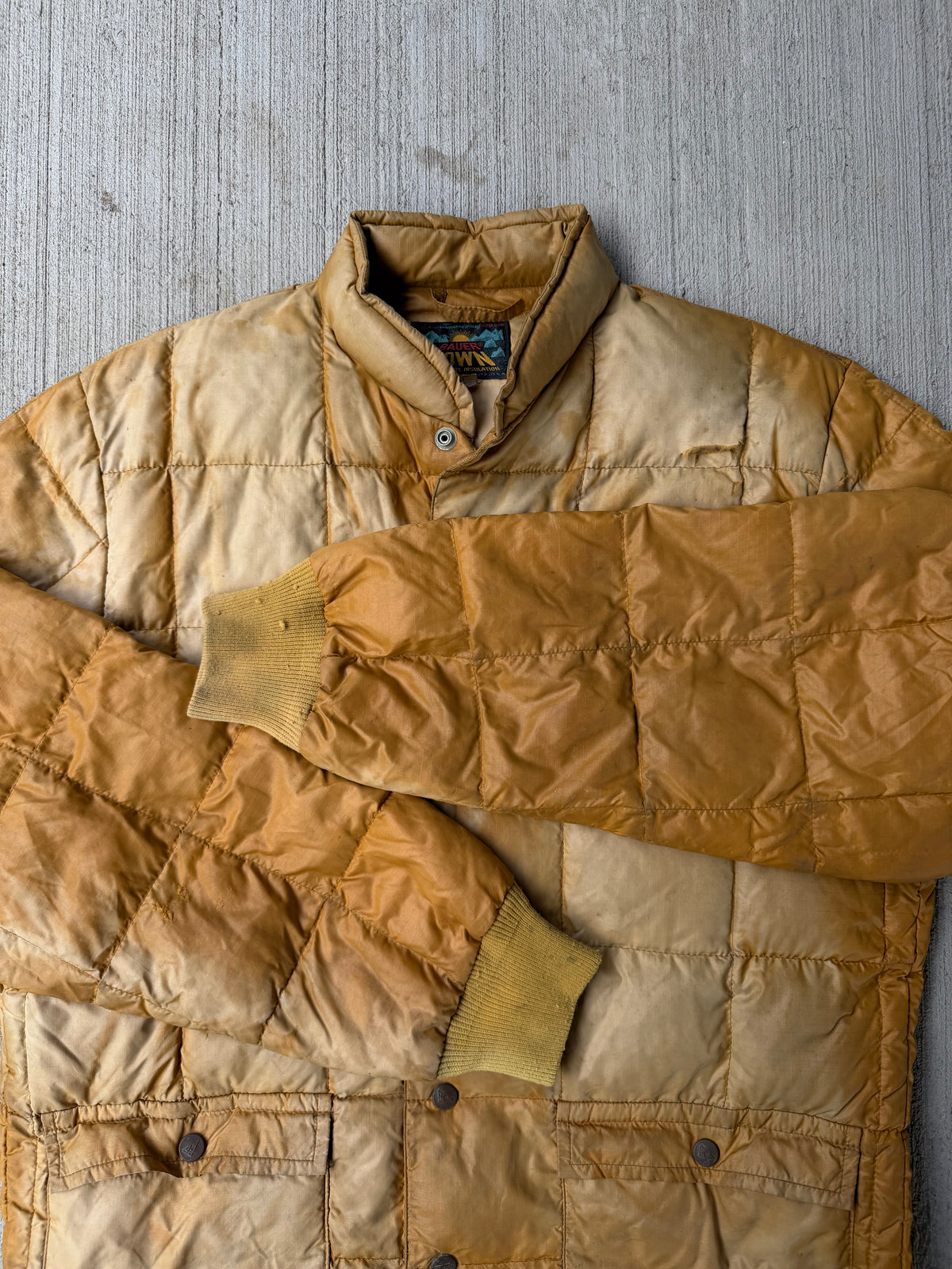 Vintage 1960s Eddie Bauer Sun Faded Goose Down Quilted Jacket