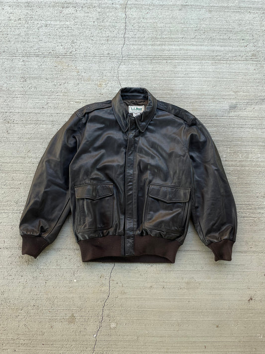 Vintage 80s LL Bean Leather Bomber Jacket